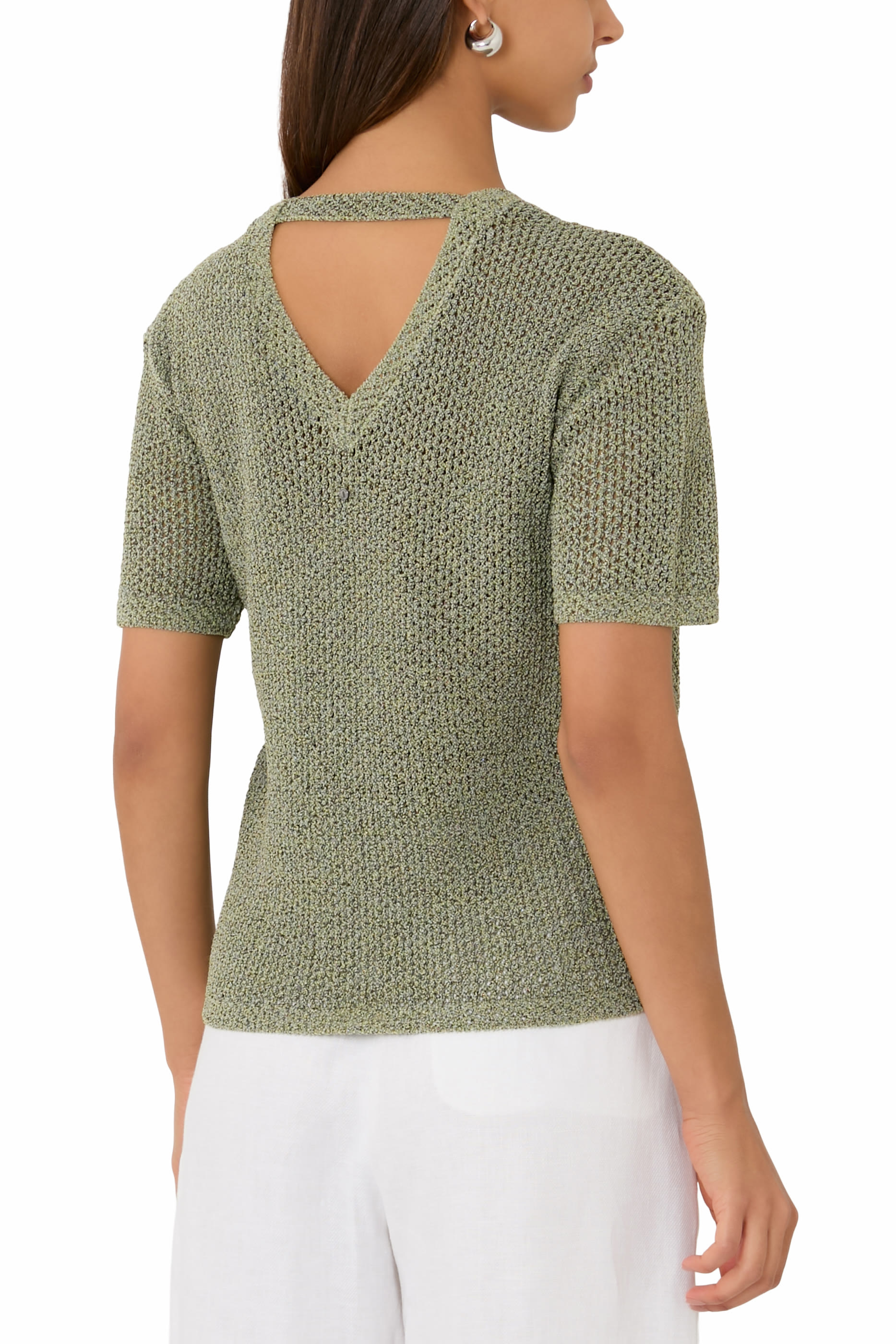 بلوزة إيبيزا بظهر V منسوجة