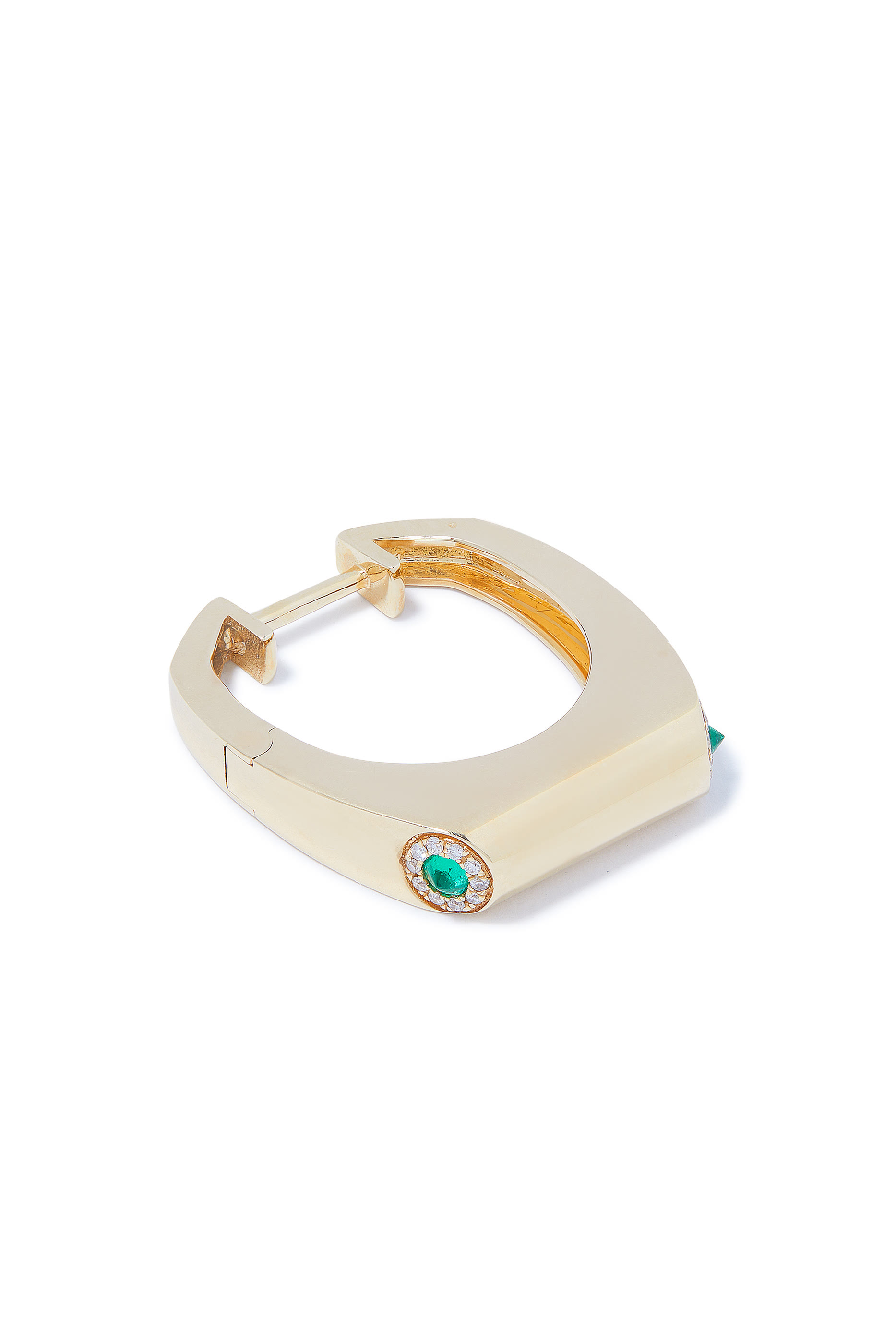 قرط واحد نانو غرايس مرصع بالماس والزمرد ذهب أصفر عيار 14