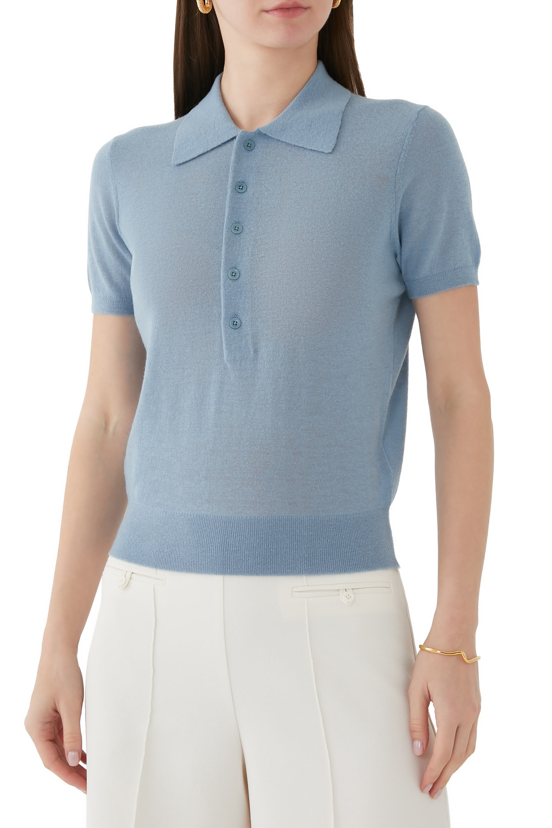 قميص بولو صوف مجعد