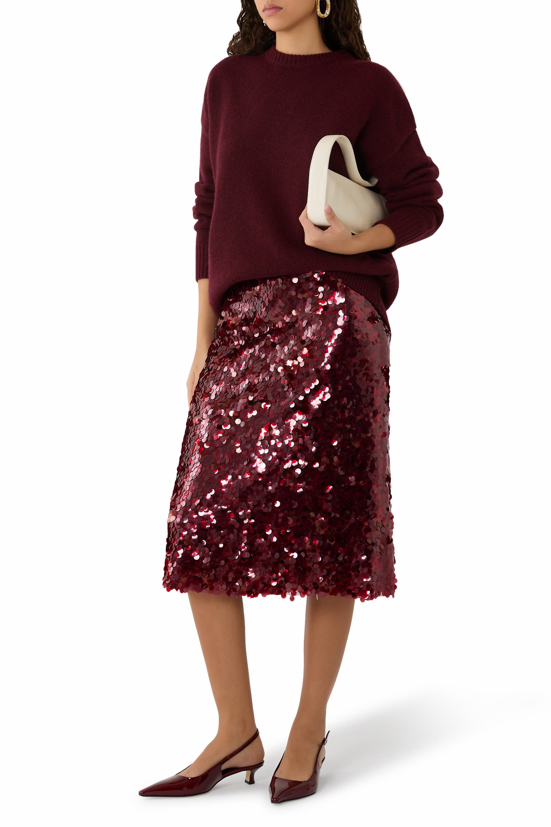 تنورة بقصة مائلة مزينة بترتر