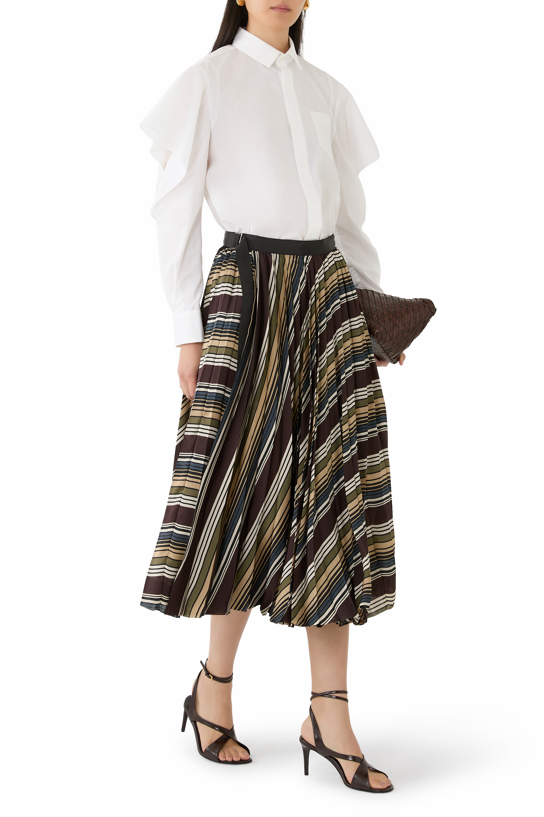 Horizontal Stripe Midi Skirt