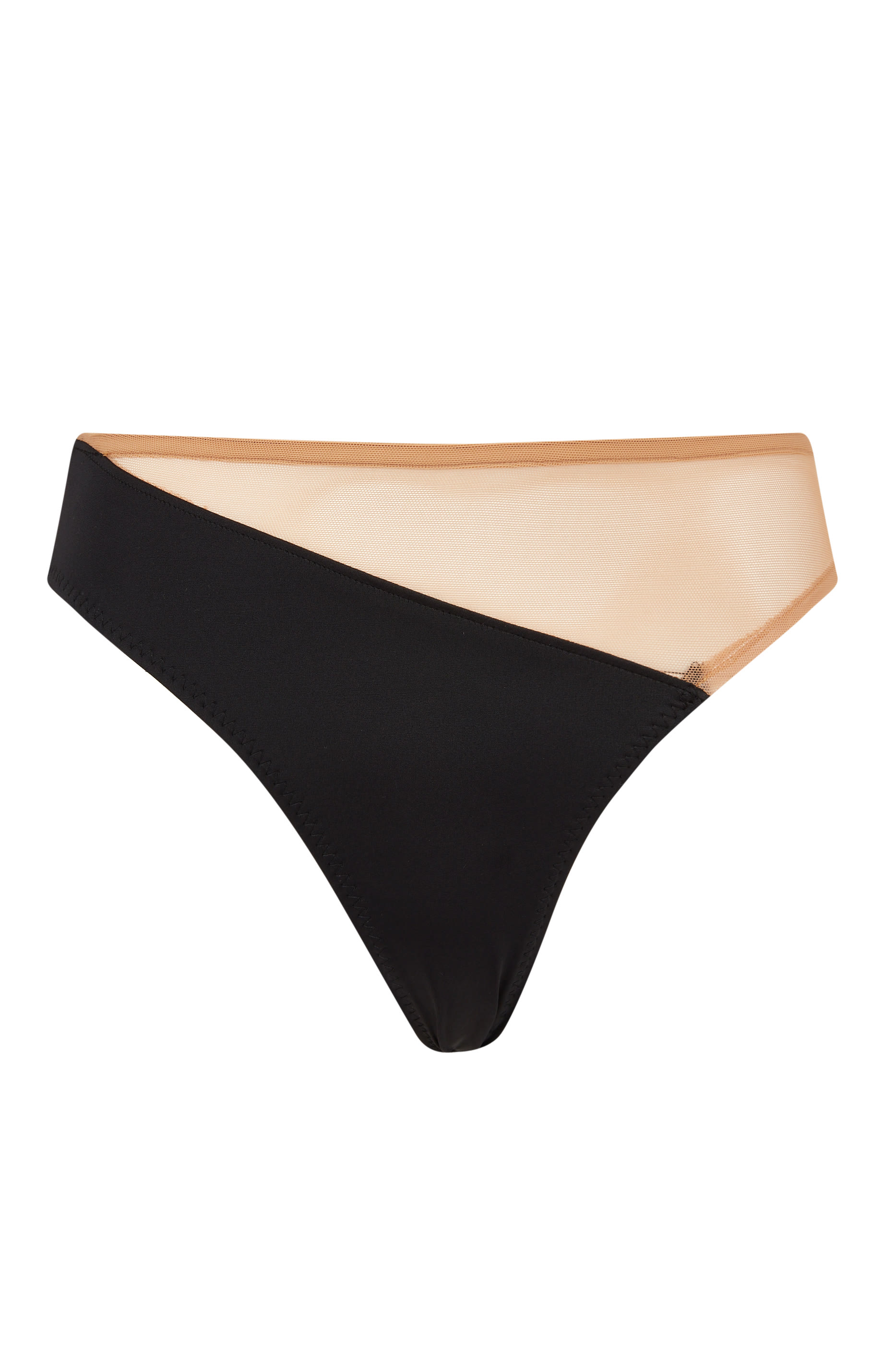 قطعة بيكيني سفلية بخطوط مائلة قماش شبكي