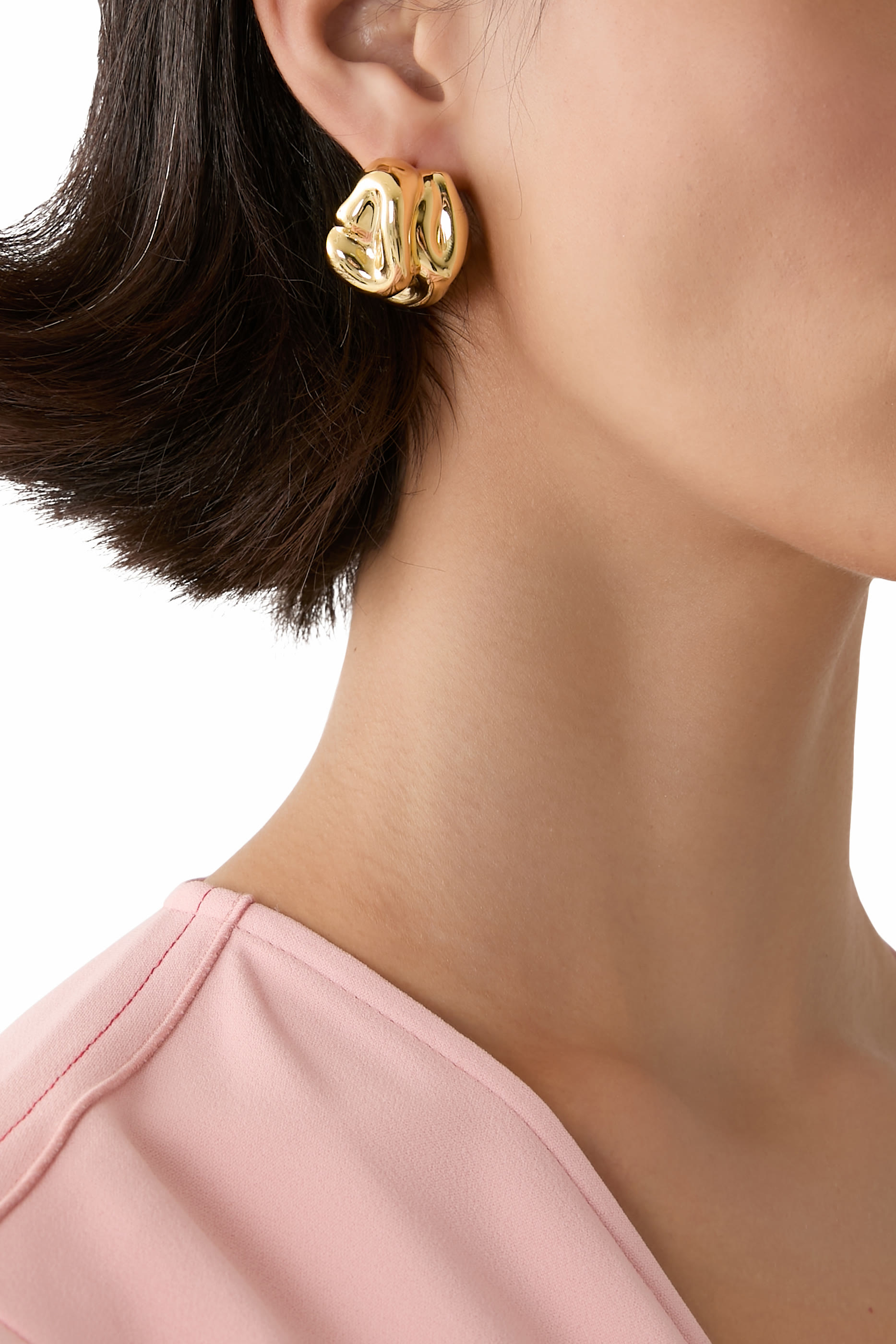 أقراط نول،فضة إسترلينية مُعاد تدويرها مطلية بالذهب الأصفر عيار 18 قيراط