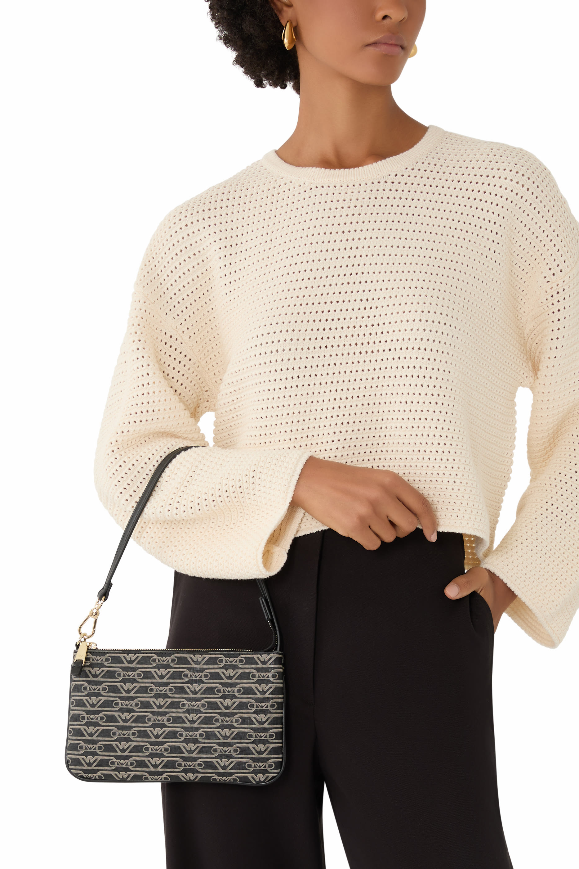 حقيبة بطبعة شعار الماركة بالكامل