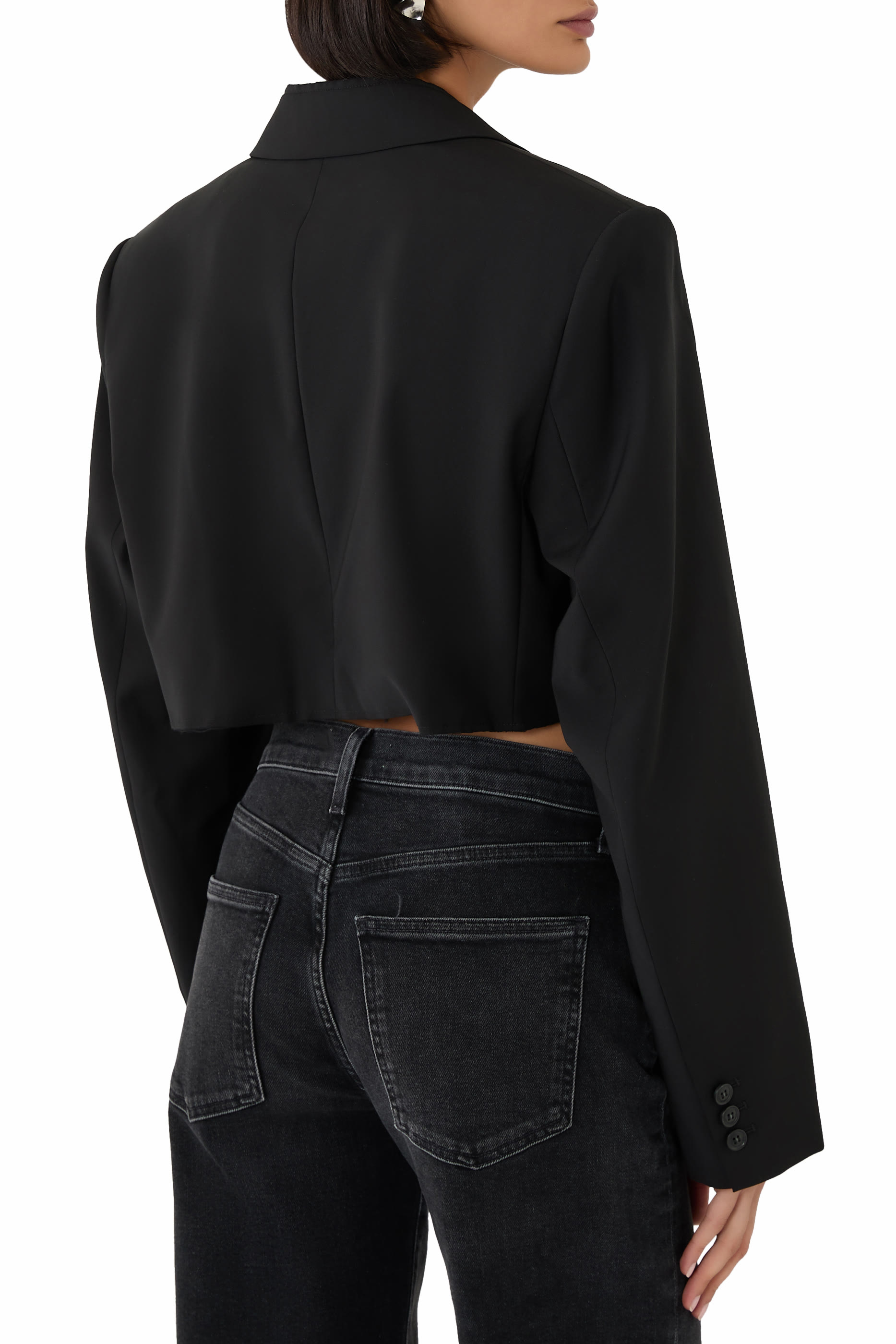 بليزر بحافة منسلة مزيج صوف