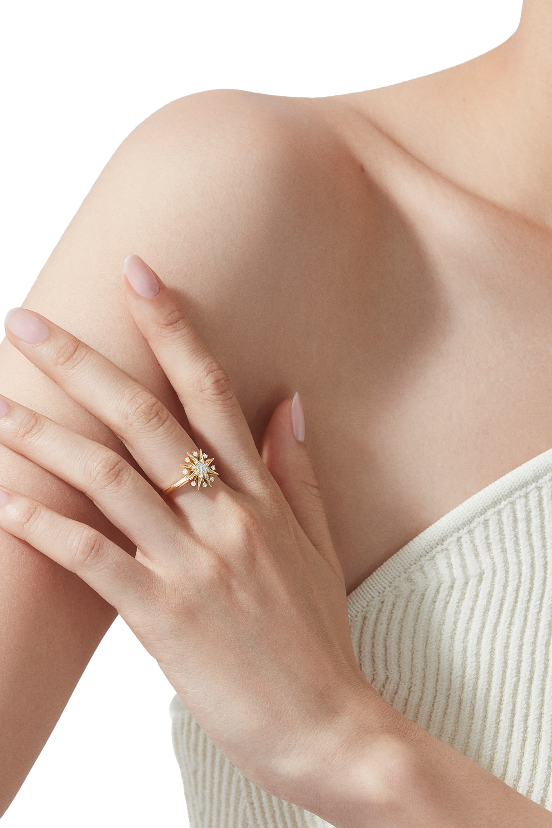 خاتم ستارلايت ميني ايكونز مرصع بالماس، ذهب أصفر عيار 18