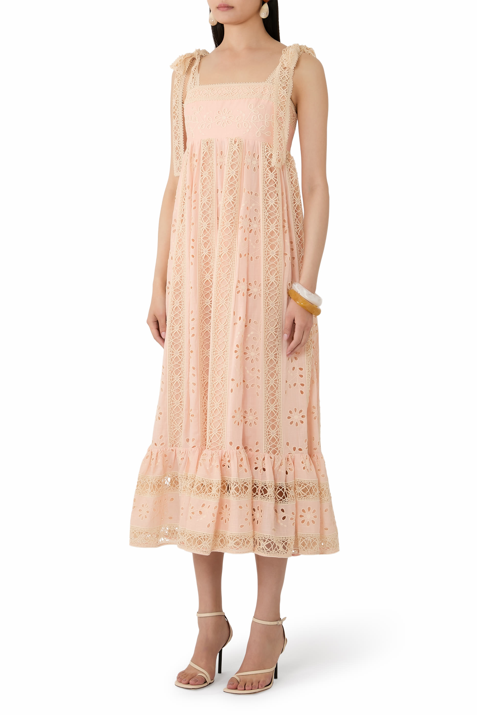 فستان أويكن طويل مخطط بارز الملمس