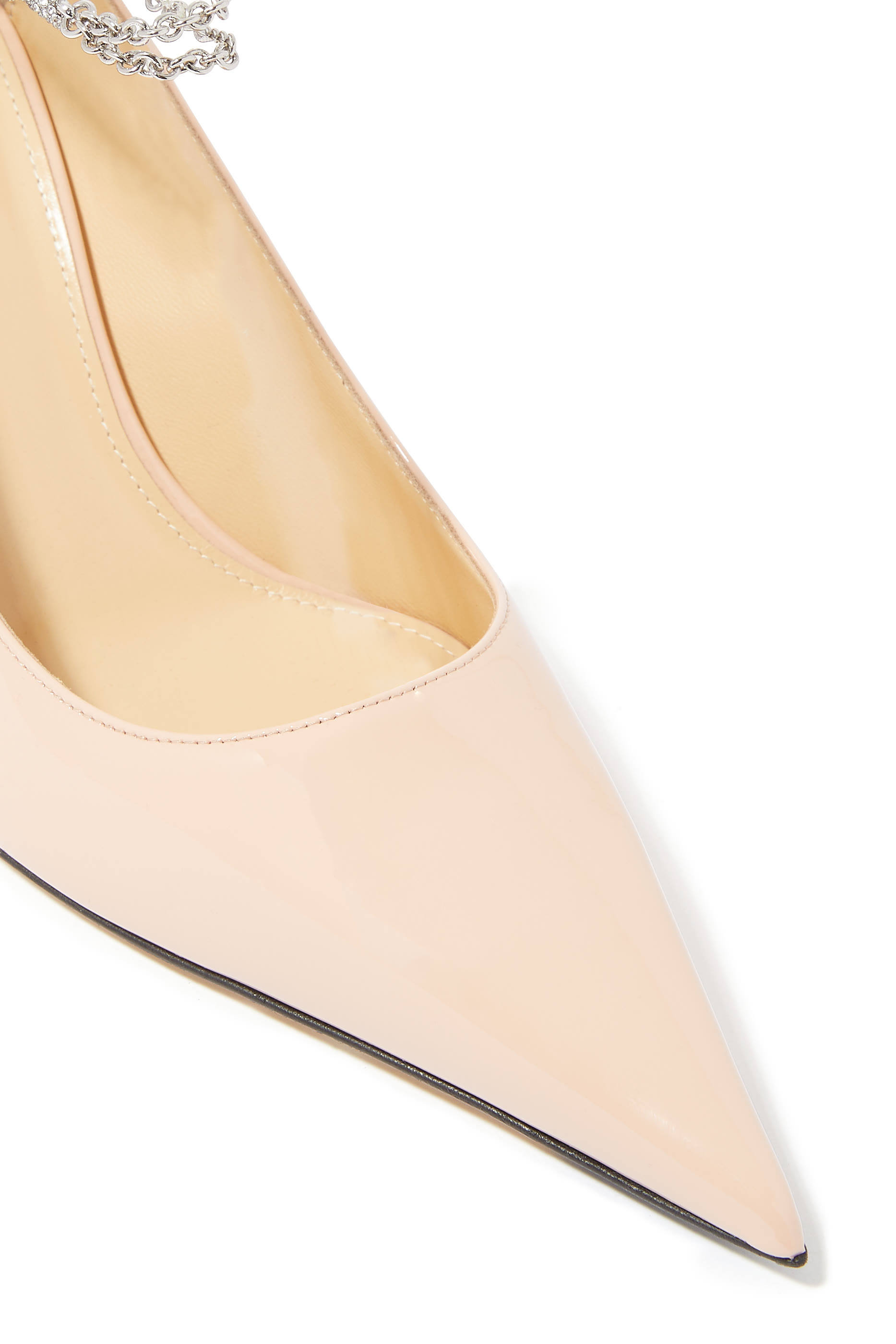 حذاء كلاسيكي 85 جلد لامع بمقدمة مدببة وسلسلة