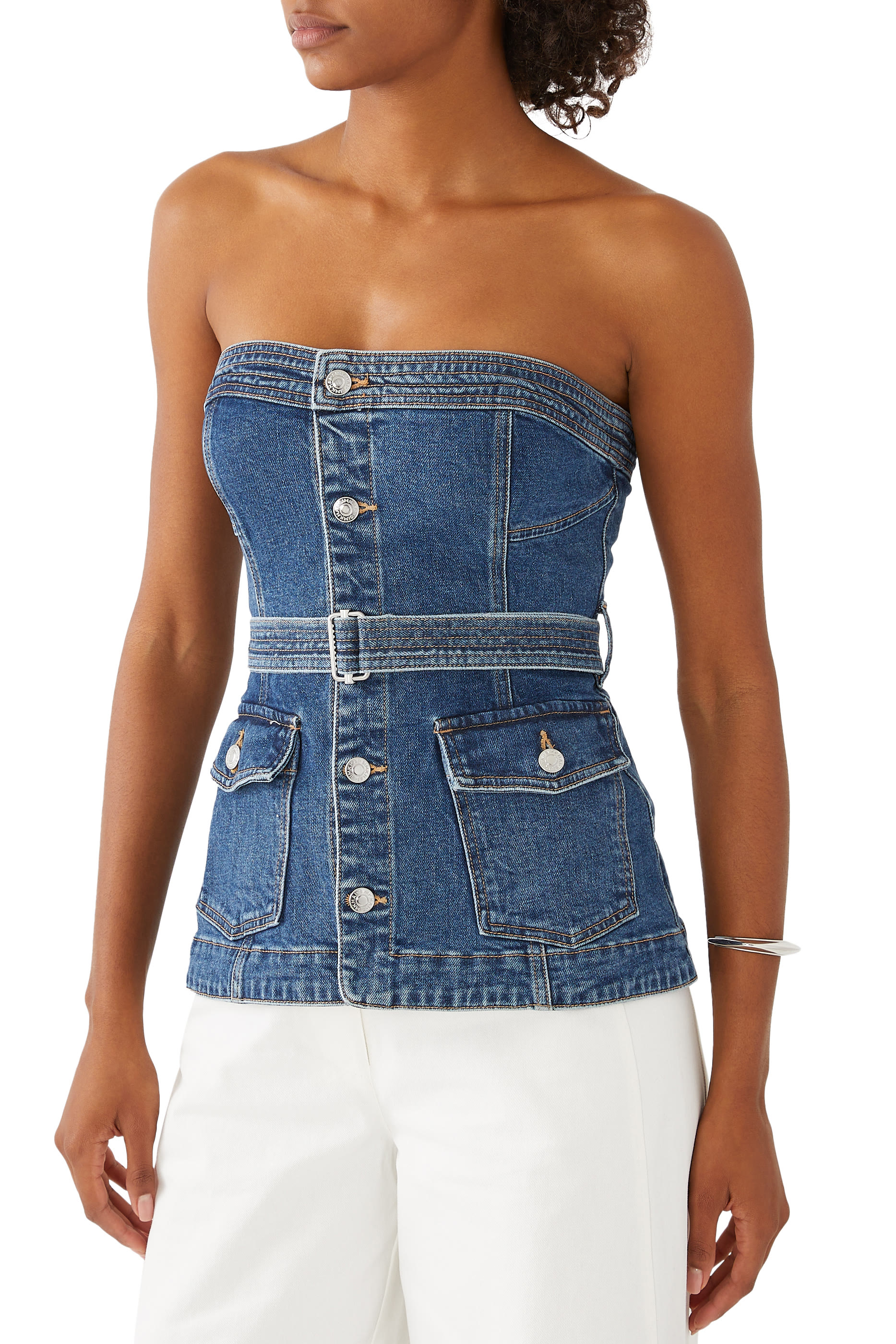 بلوزة سيان بحزام وتصميم صدرية