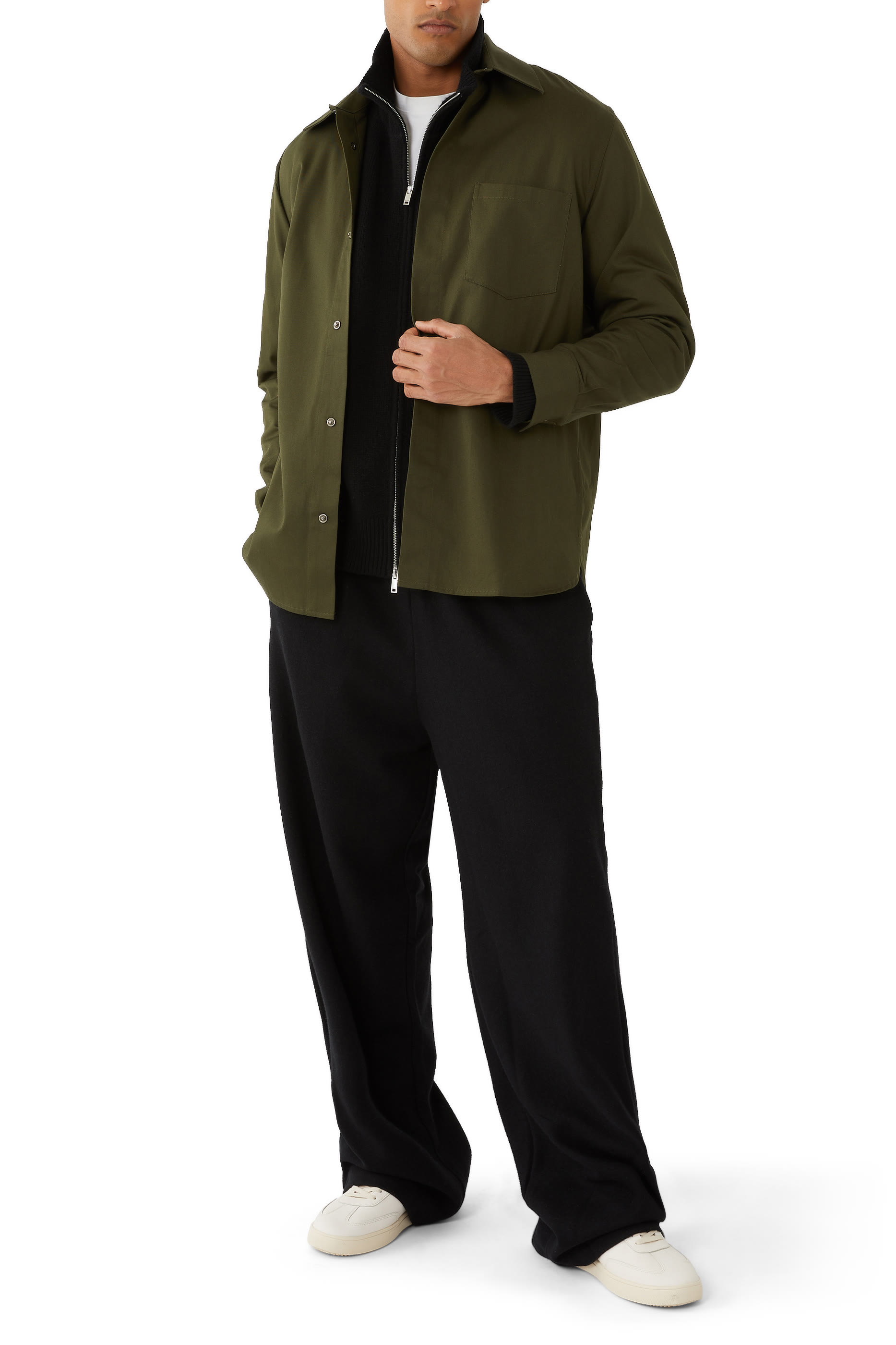 جاكيت بنمط قميص قطن تويل