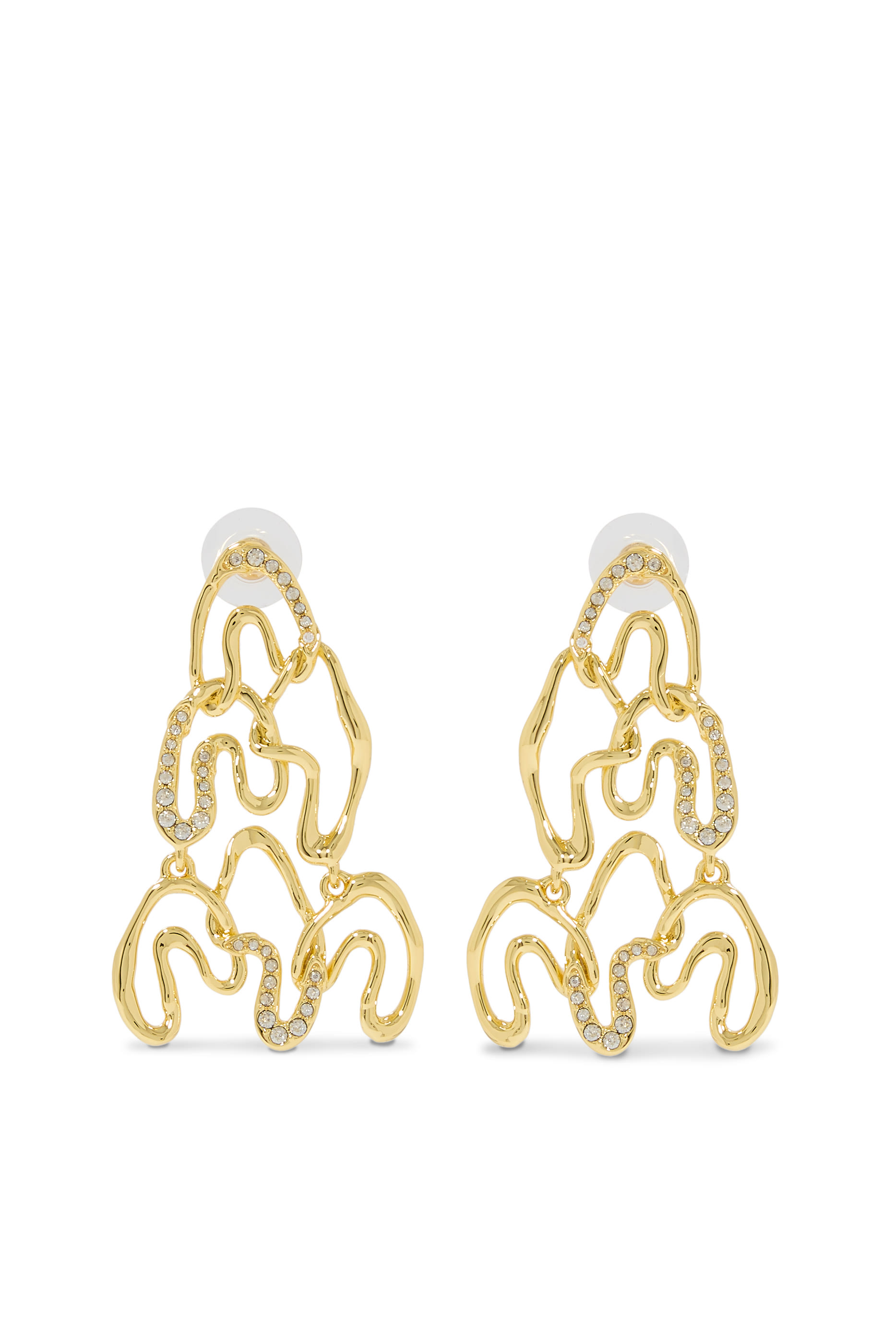 أقراط سولاناليس كبيرة بتصميم ثريا مرصعة بالكريستال، نحاس مطلي بذهب عيار 14