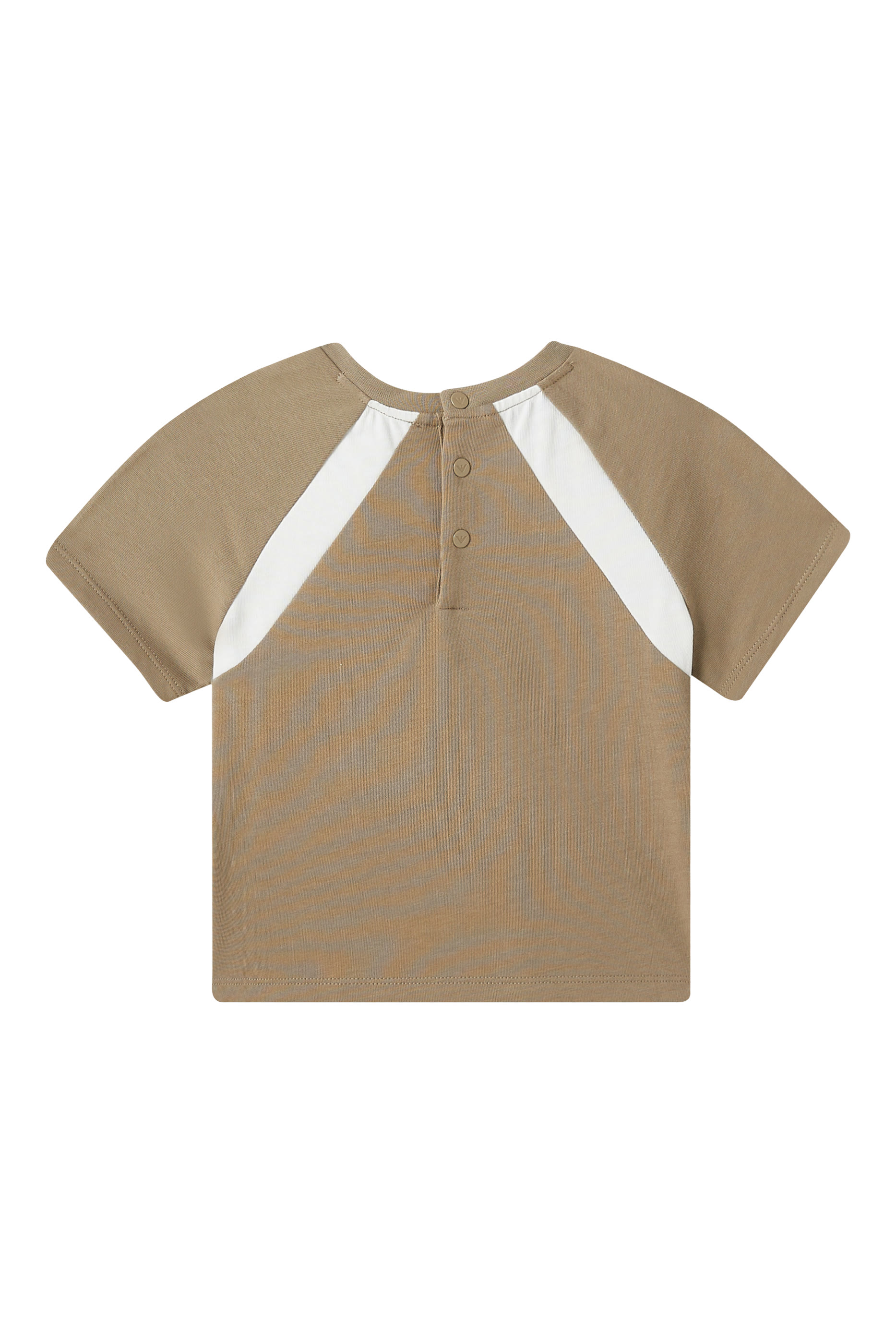 تيشيرت بتصميم مقسم بألوان مطرز بشعار الماركة للأطفال