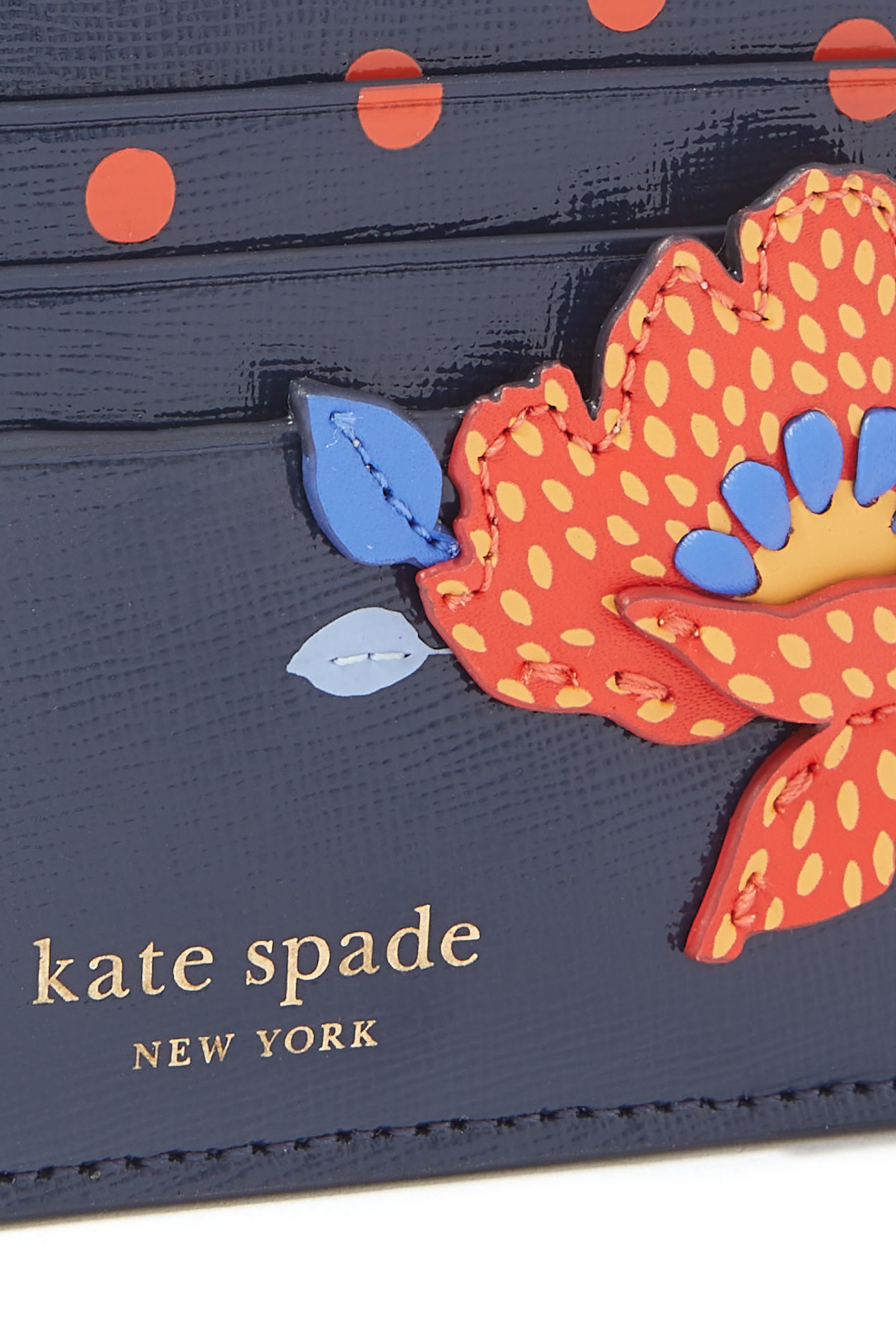 حافظة بطاقات دوتي بنقشة زهور جلد