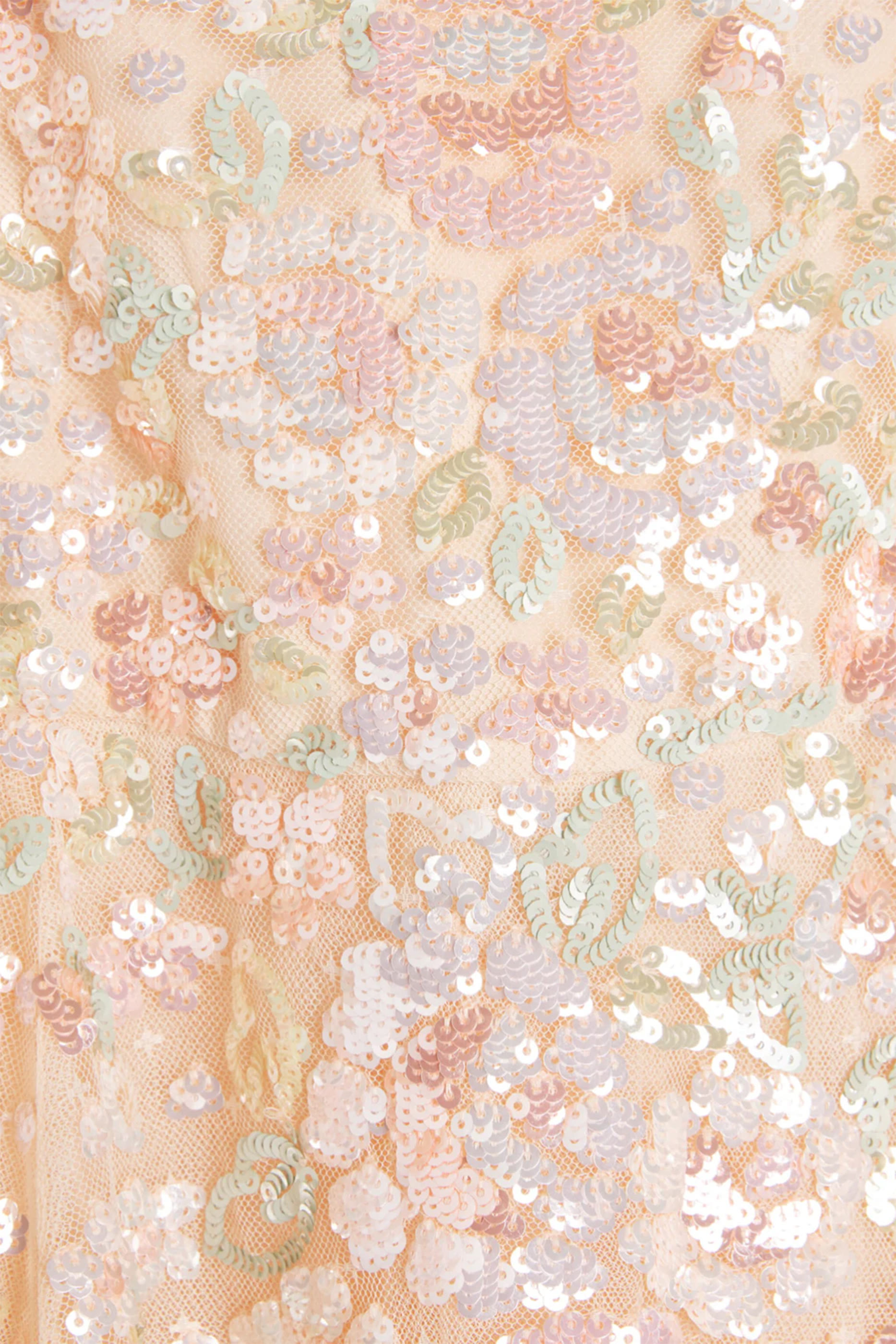 فستان بكاب بنقشة زهور وترتر للأطفال