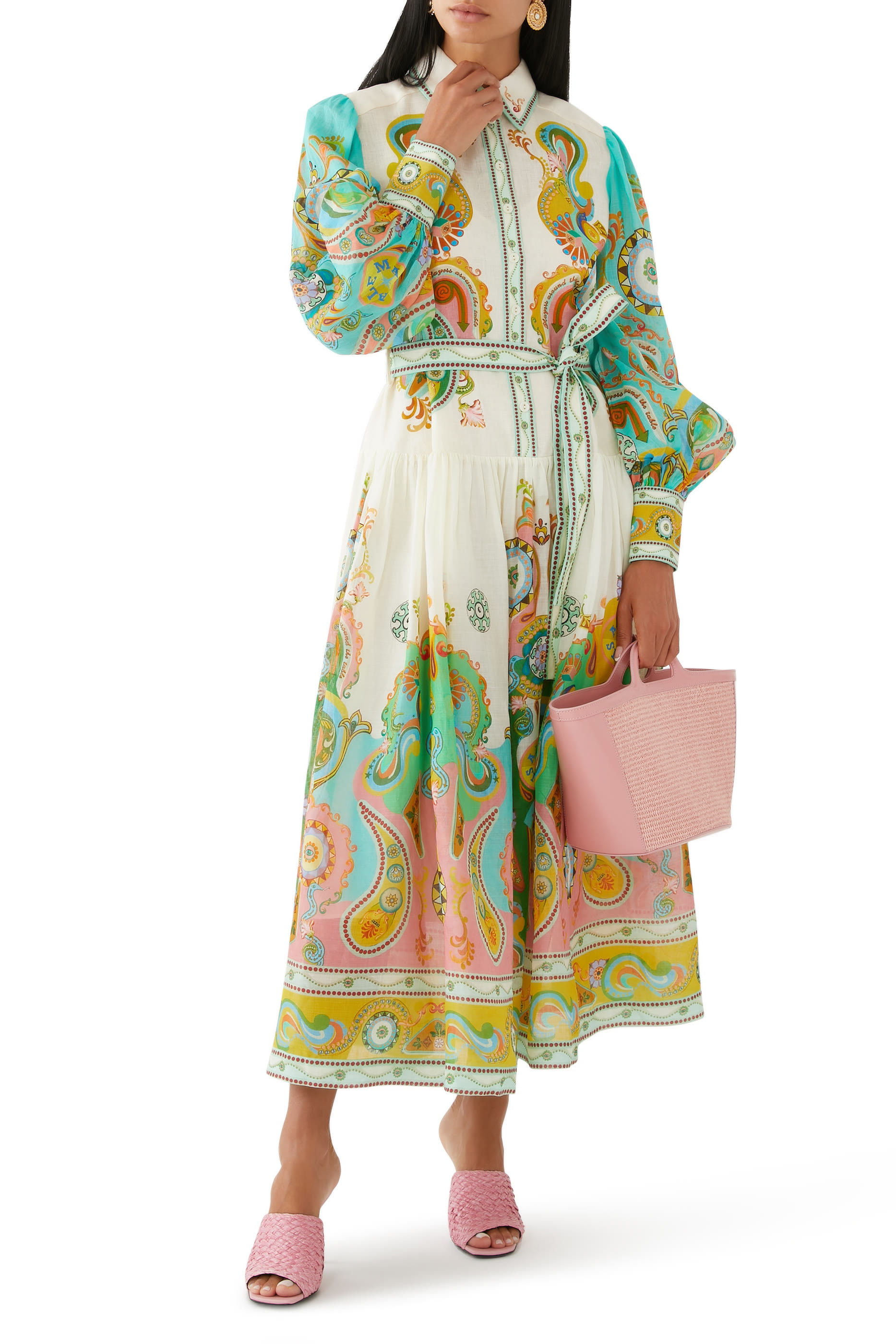 فستان بتصميم قميص بنقشة كرة ودبابيس