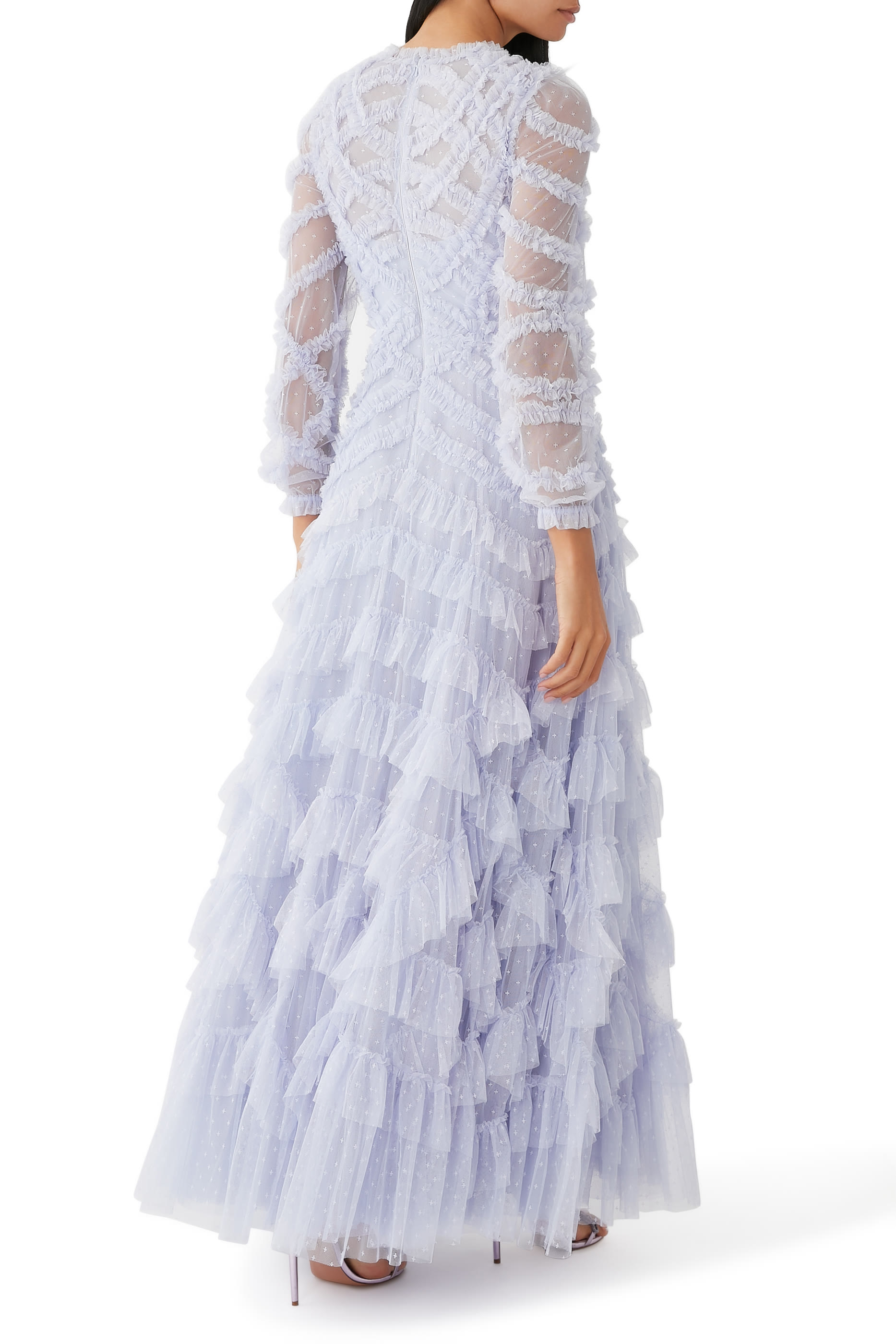 فستان سهرة لانا بياقة مستديرة