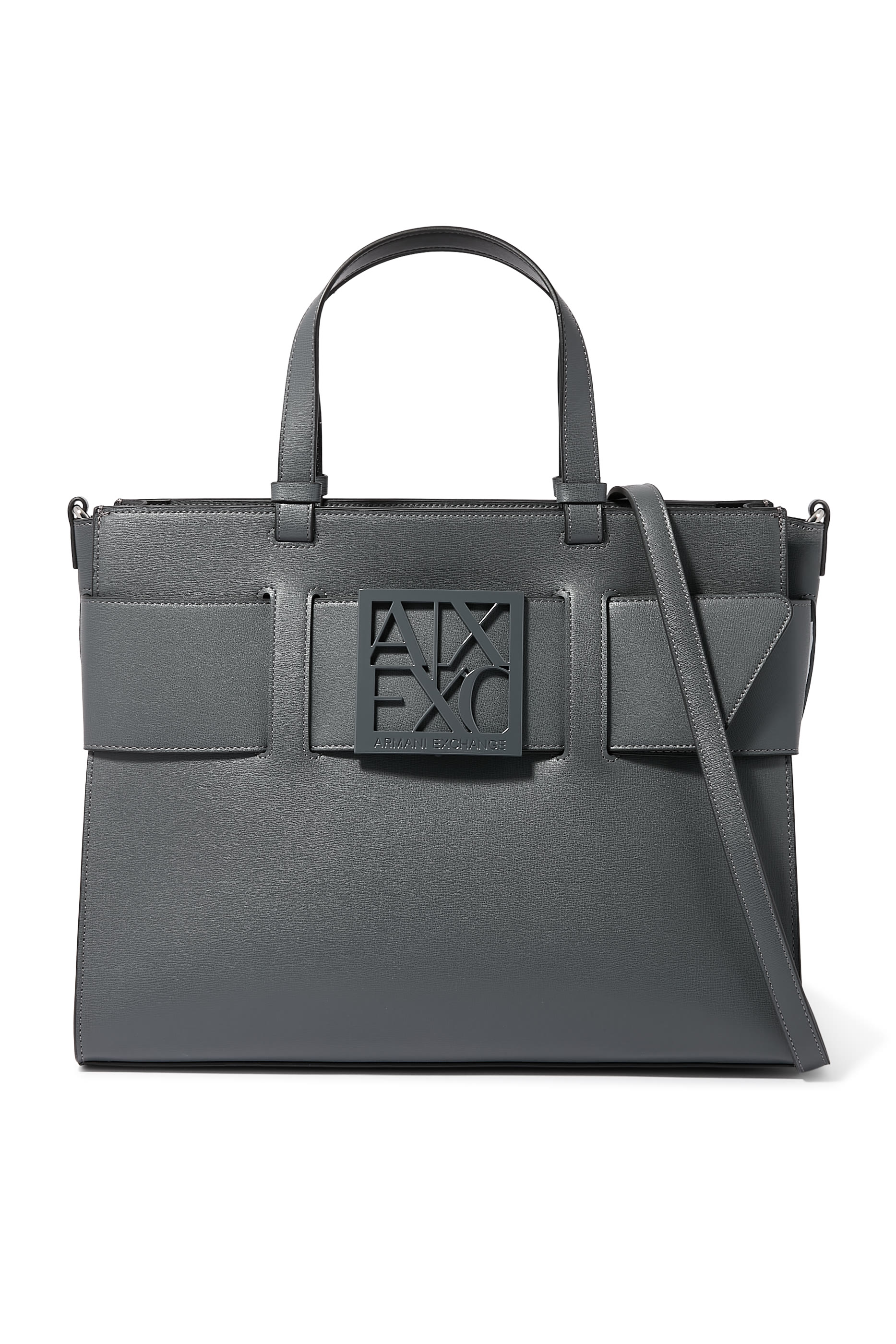 حقيبة يد كبيرة بحلية شعار الماركة