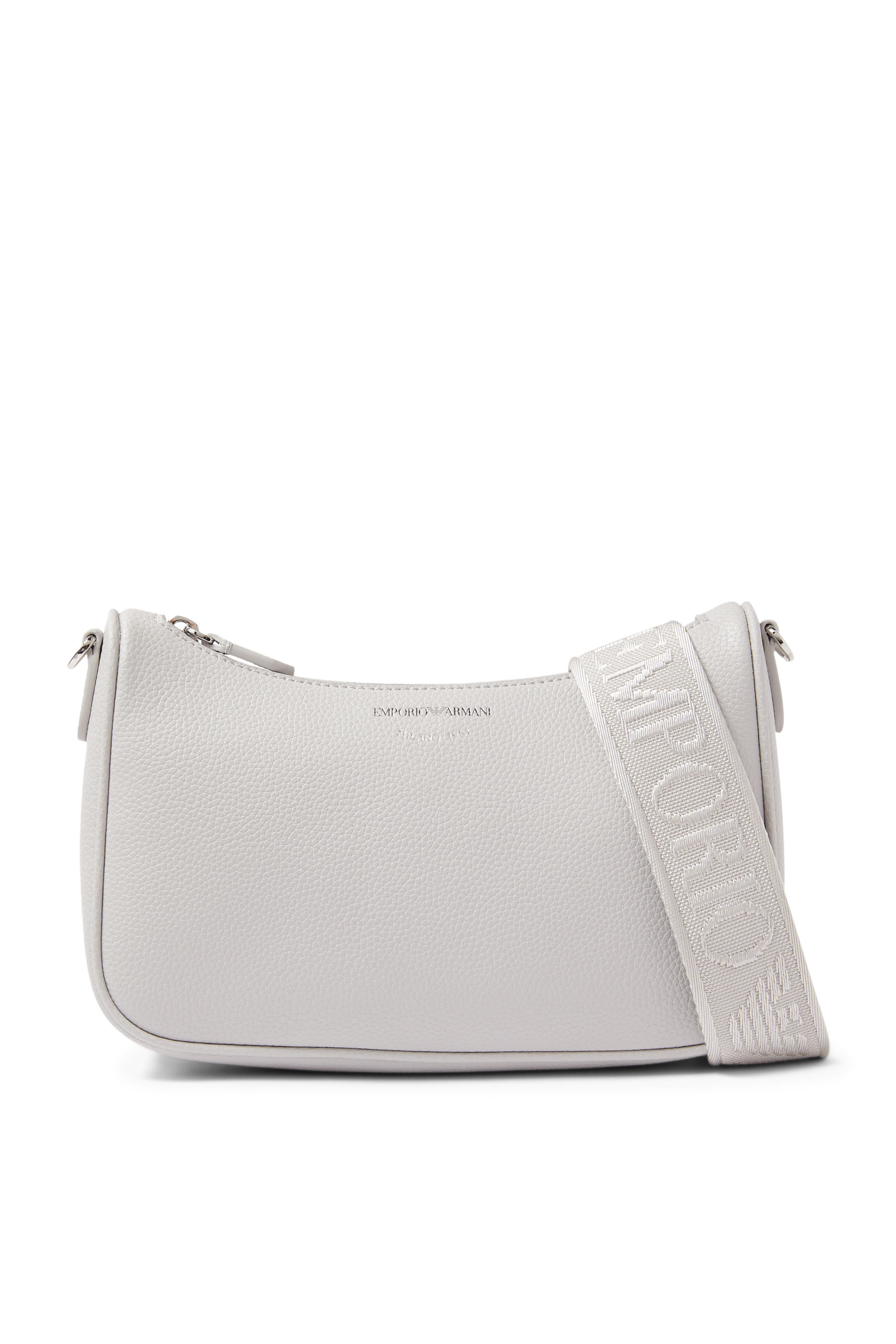 حقيبة طويلة بشعار الماركة بنقشة جلد الغزال