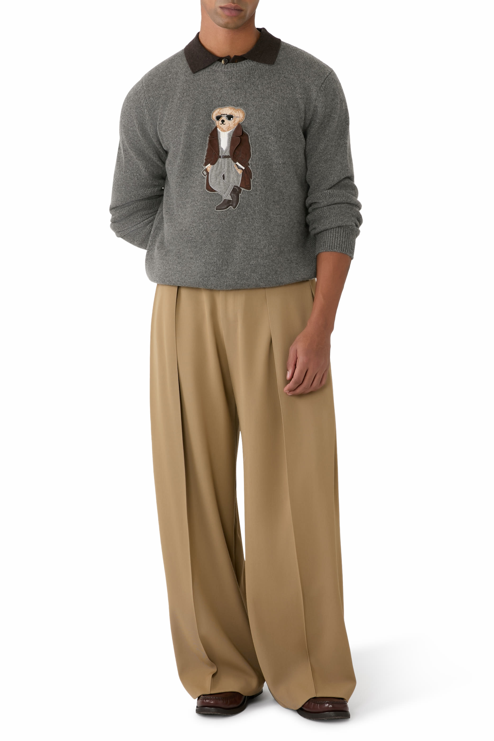 كنزة بولو بشعار الماركة كشمير