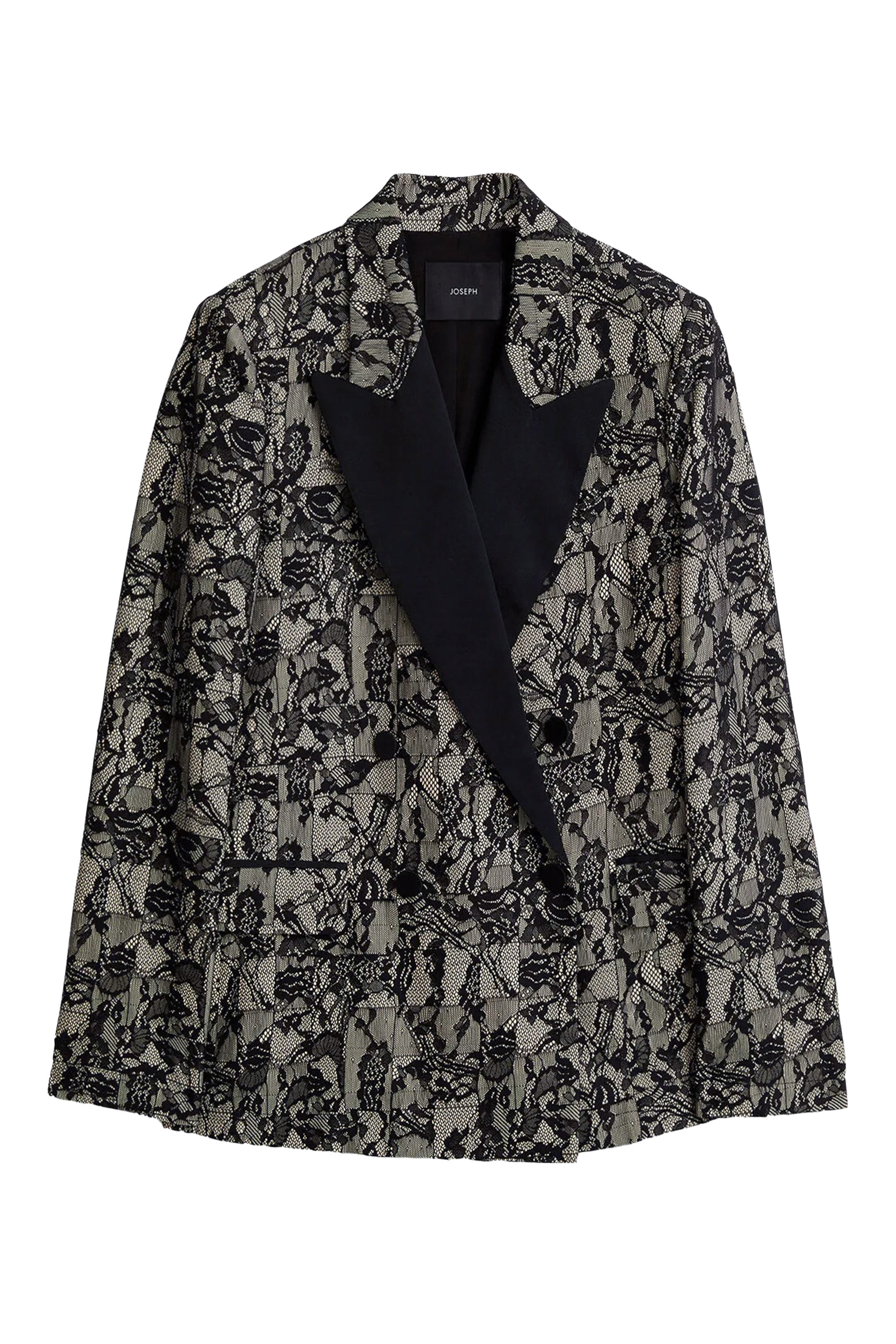 جاكيت جايدن بنقشة مربعات وتفاصيل دانتيل