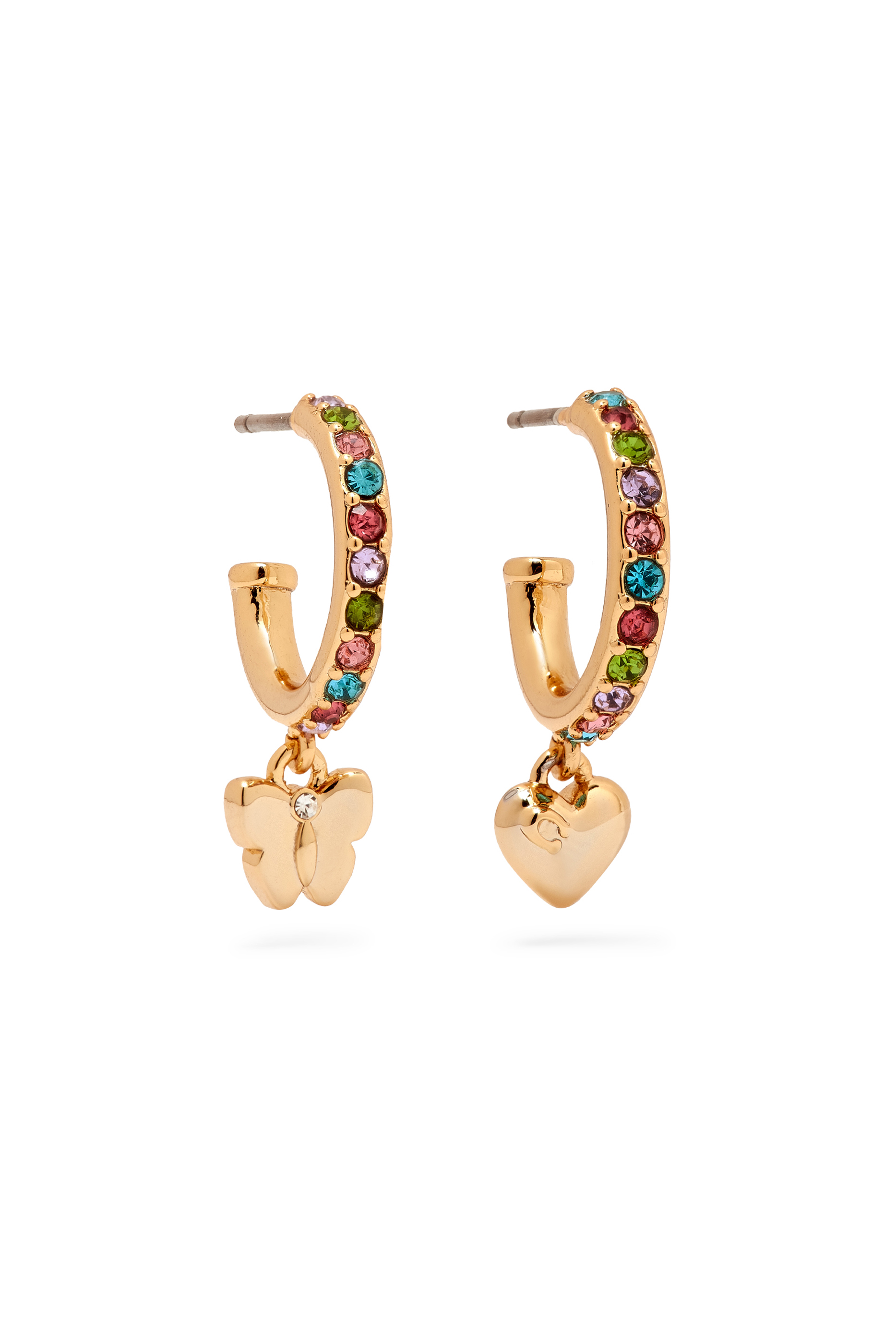 أقراط هاجي بحلية بتصميم فراشة مرصعة بكريستال، نحاس مطلي