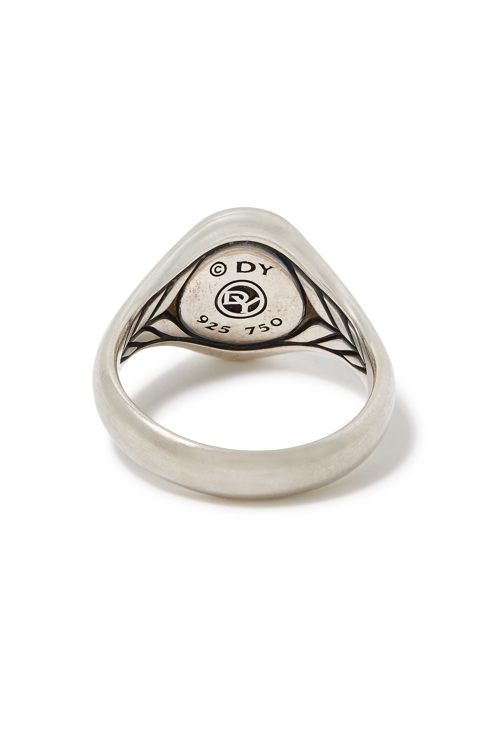 خاتم خنصر محفور بنحلة بيترفس ذهب أصفر عيار 18 وفضة إسترلينية