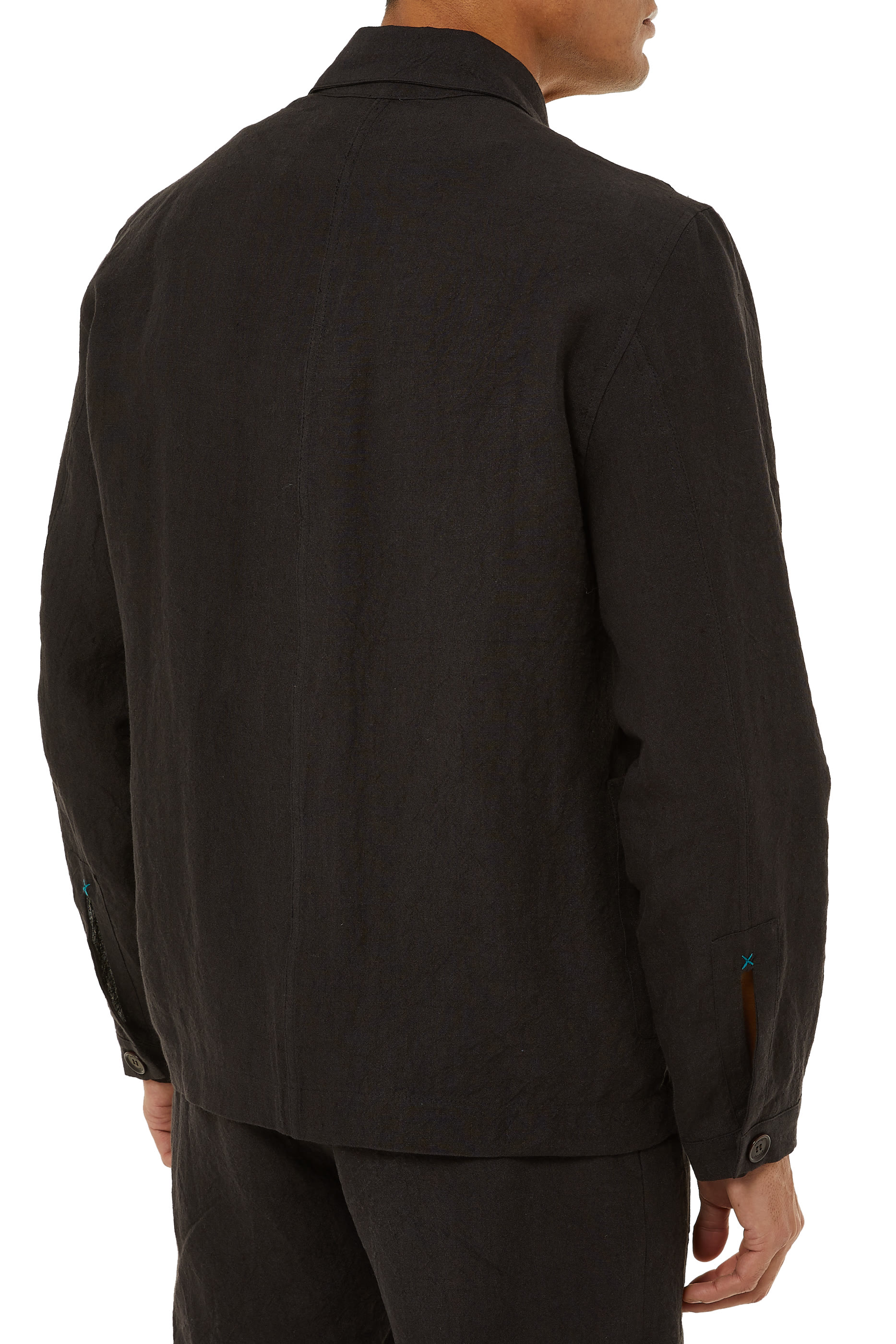 جاكيت كتان بصف أزرار