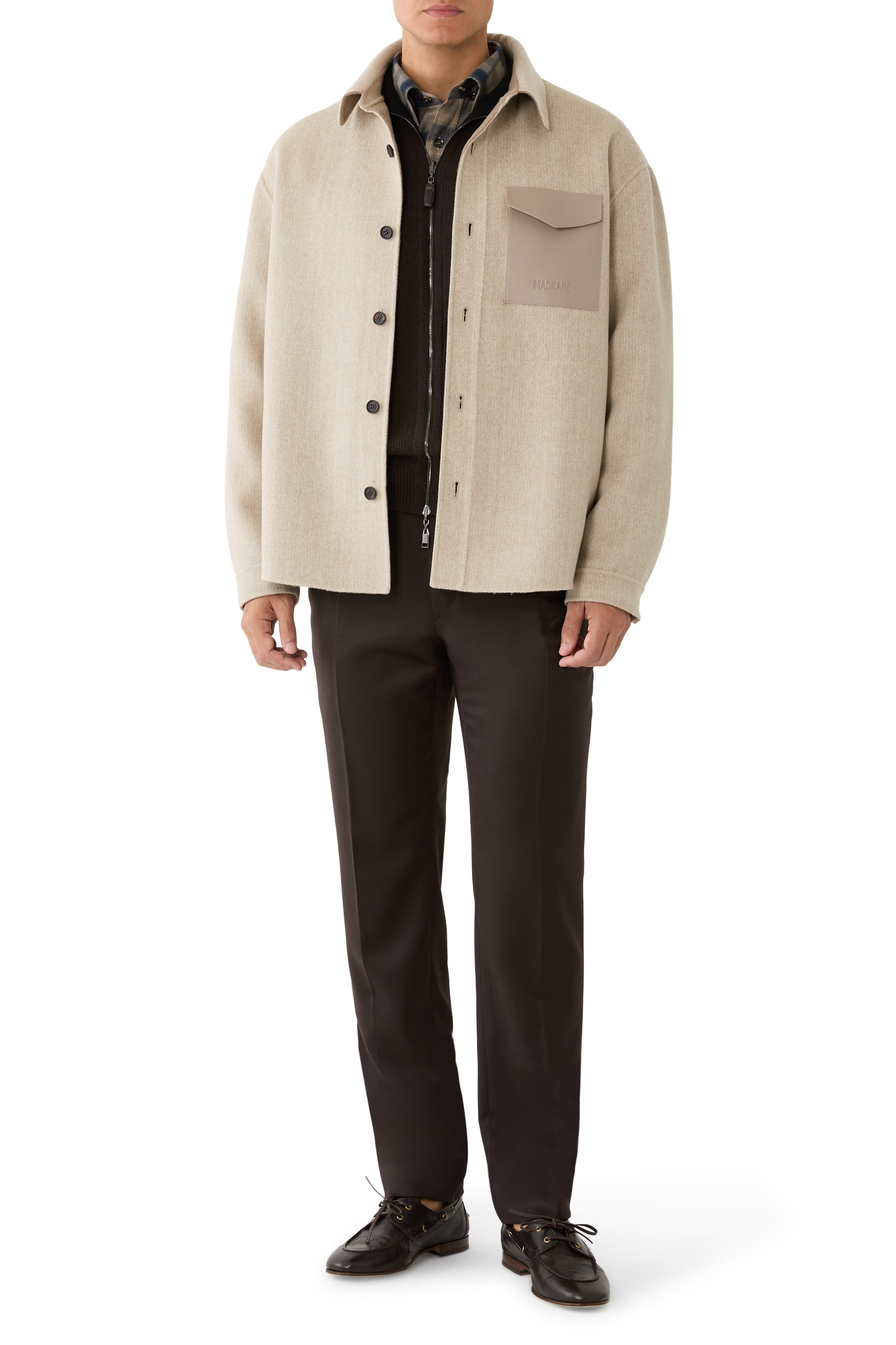 قميص ايمانويل-اتش بي بنمط جاكيت صوف بوجهين