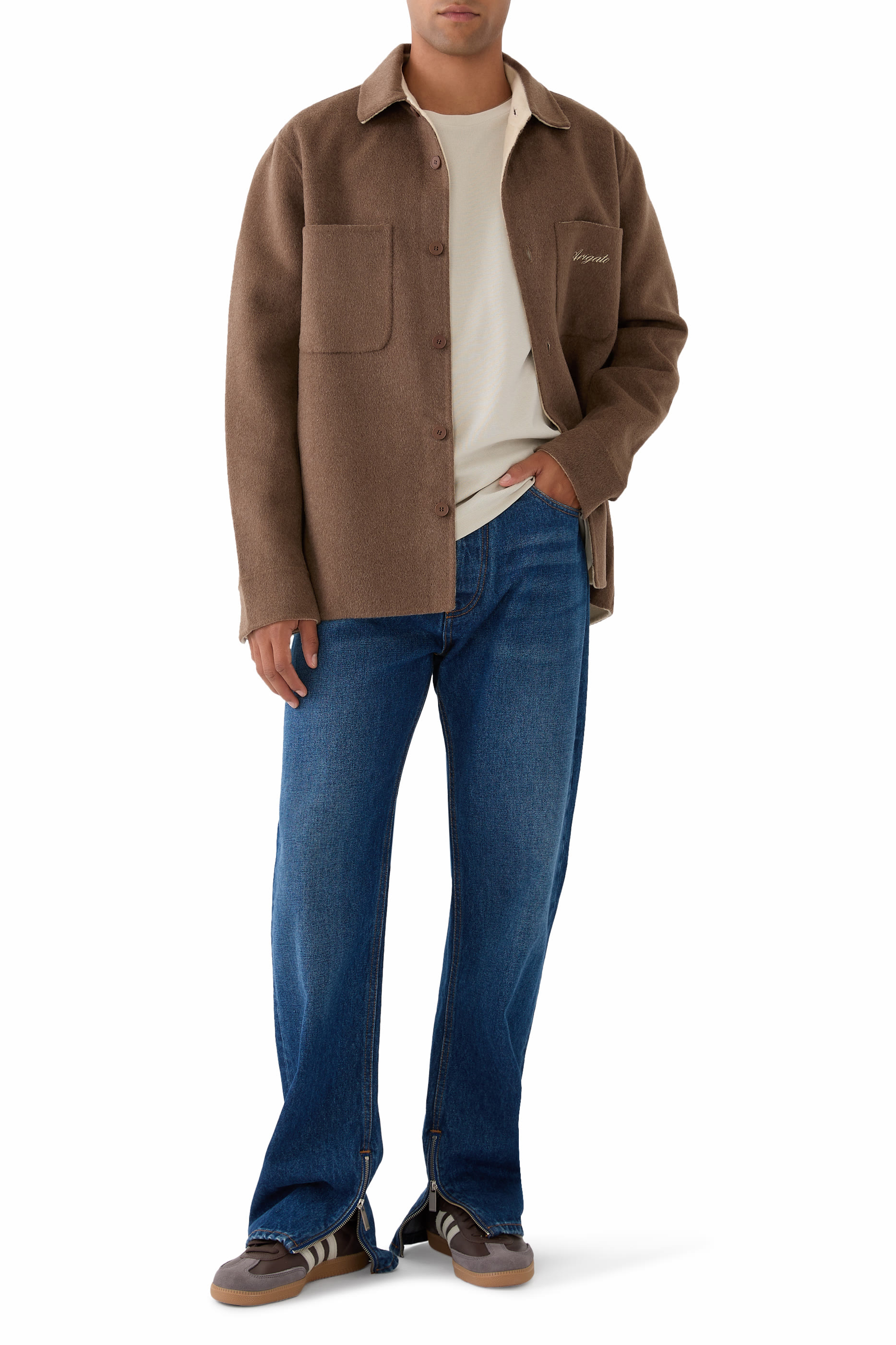 تيشيرت ميكرو وافل بياقة مزدوجة