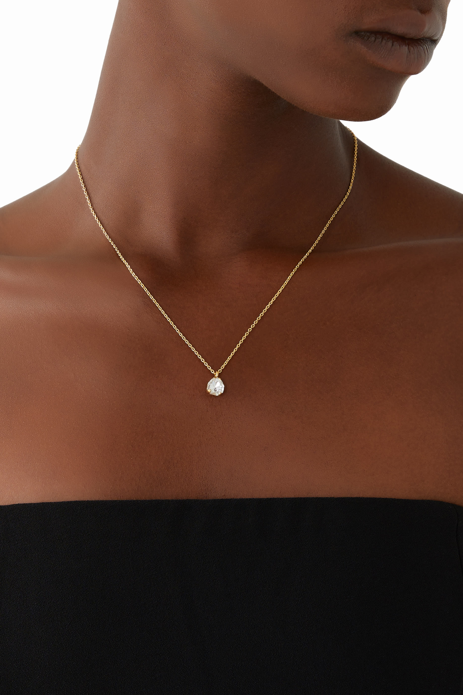 قلادة كارلوتا صغيرة مرصعة بكريستال، طلاء ذهب عيار 18