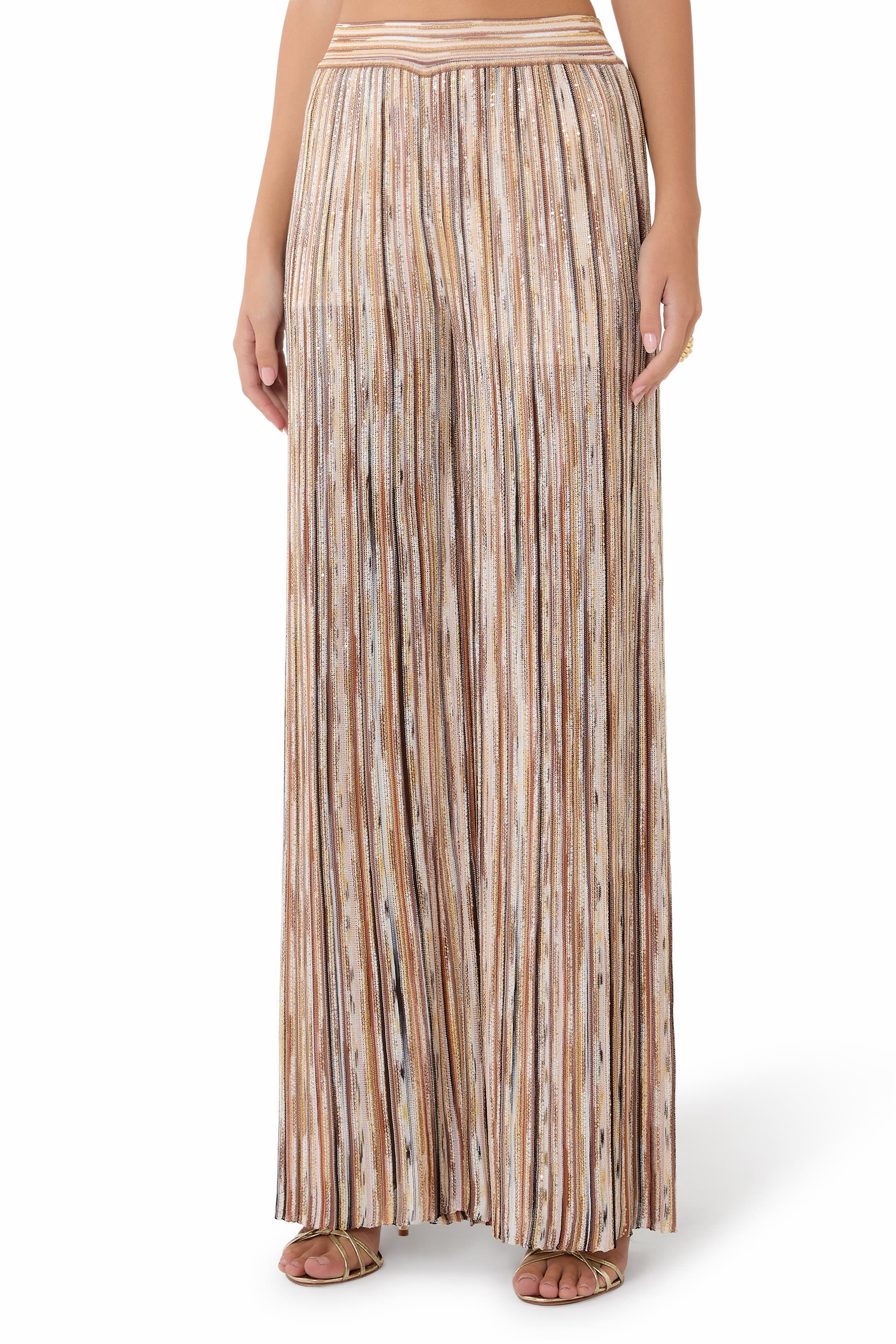 بنطال بقصة واسعة فيسكوز شيفرون لاميه