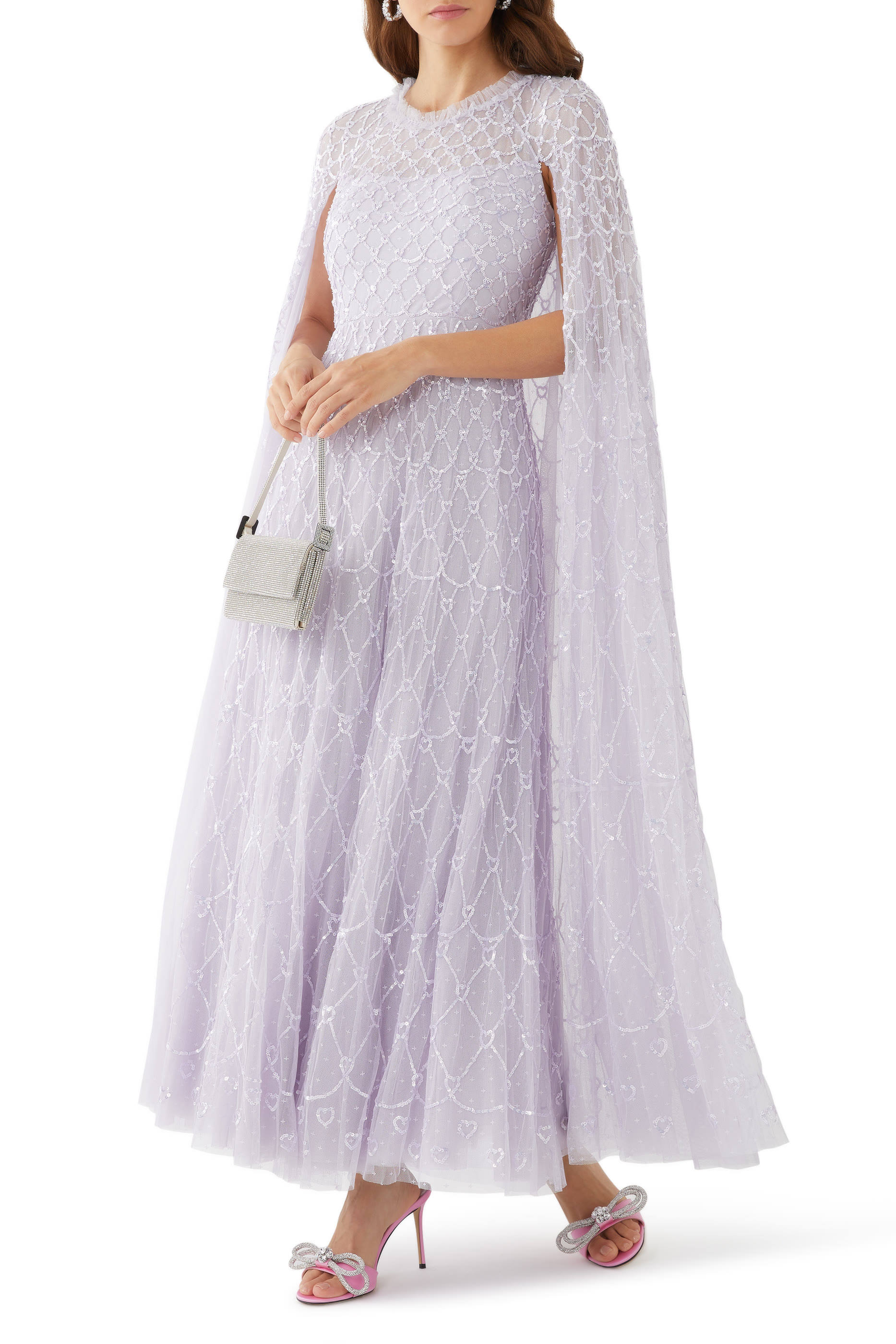 فستان سهرة هارت لاتيس بطول الكاحل