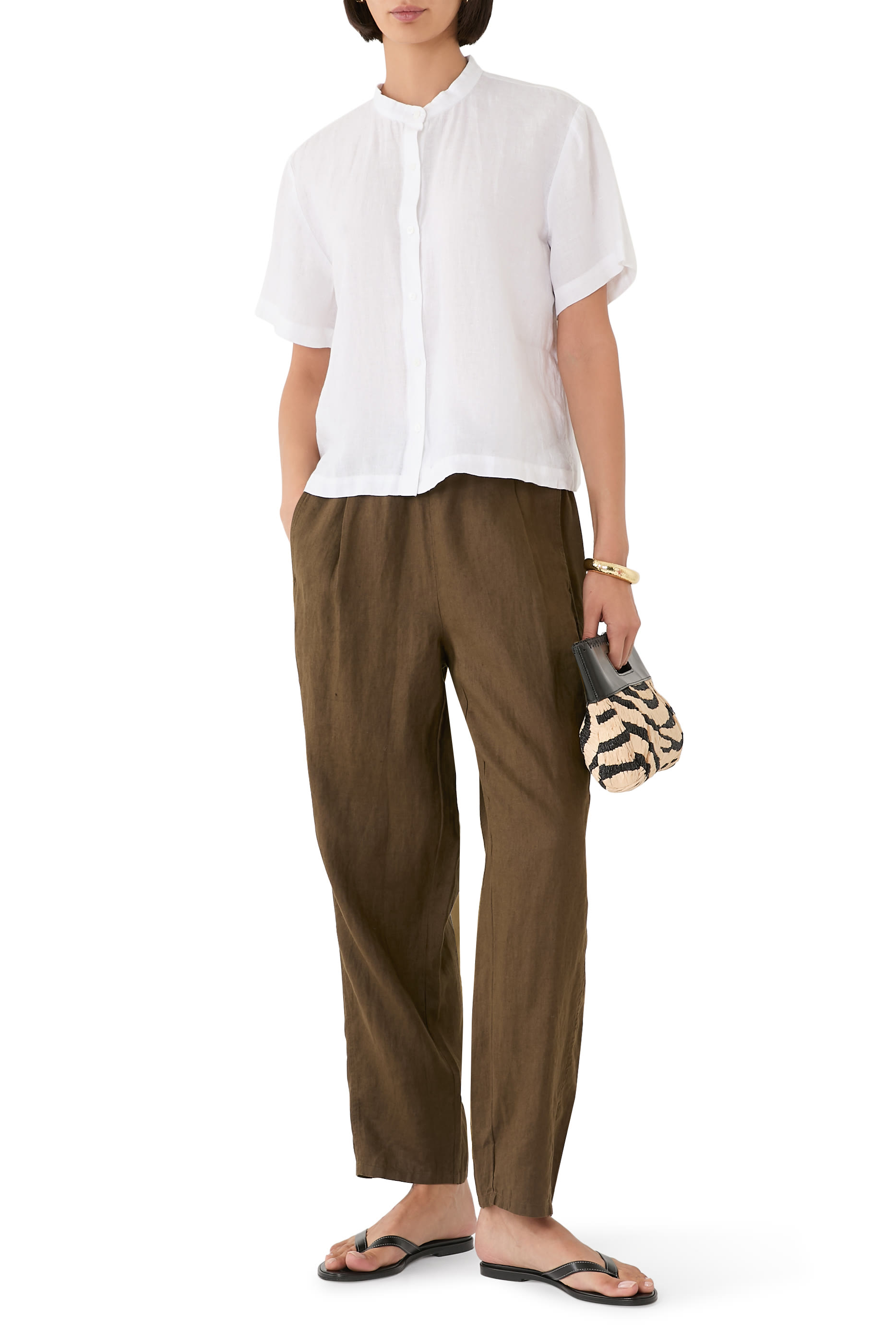 بنطال بقصة واسعة كتان عضوي