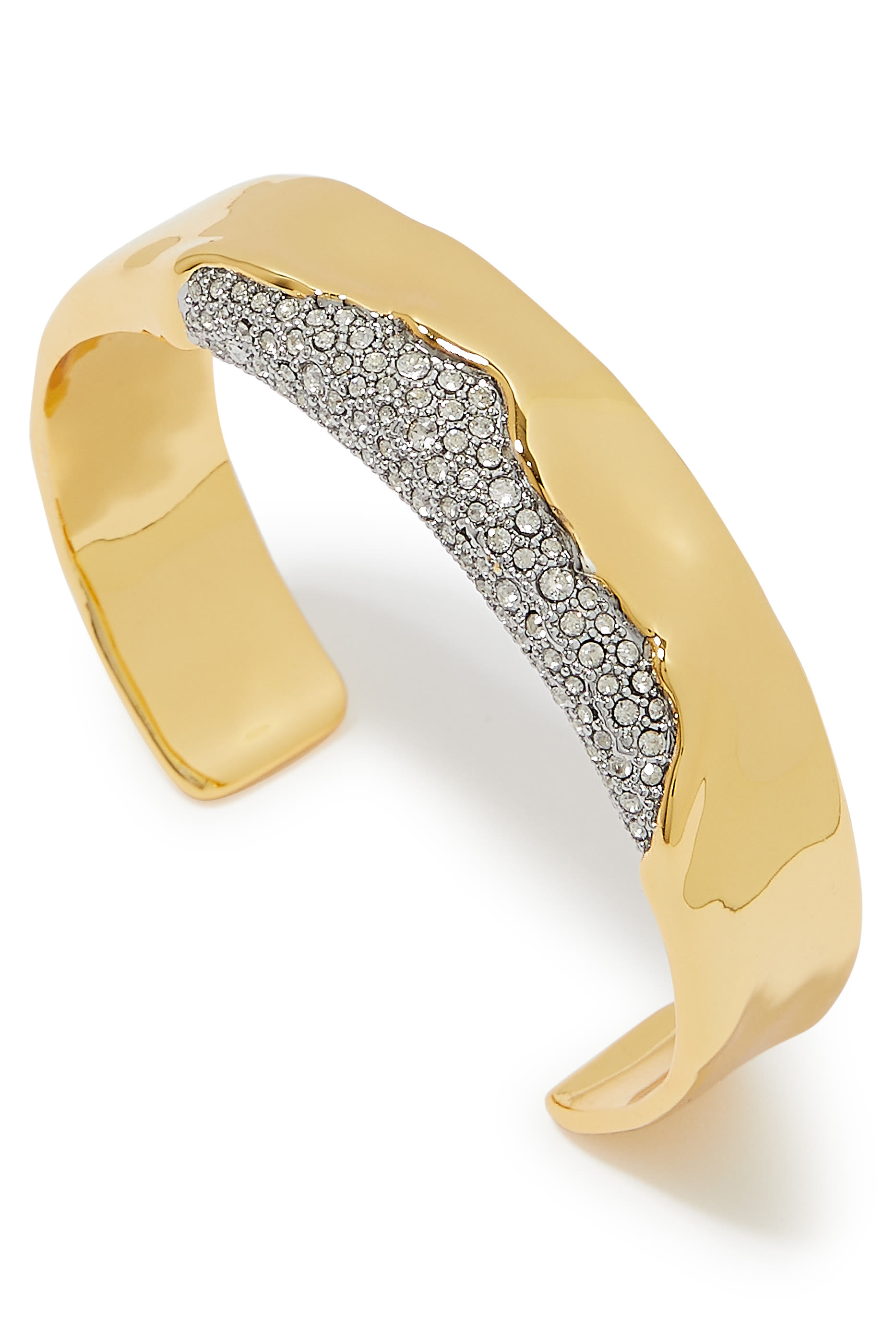 سوار سولاناليس مفتوح مرصع بكريستال، نحاس مطلي عيار 14