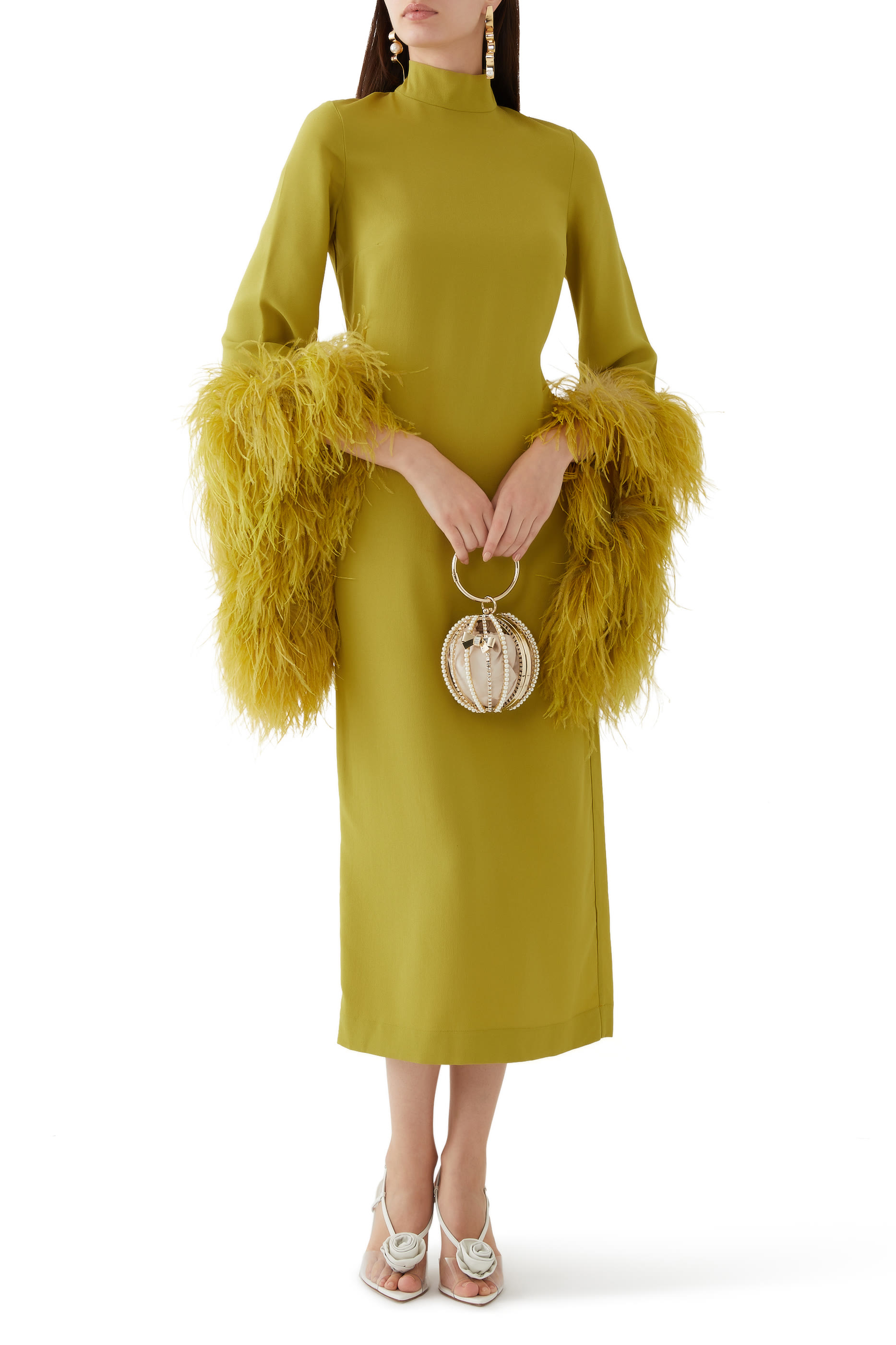 فستان ديل ريو بلون أخضر ليموني