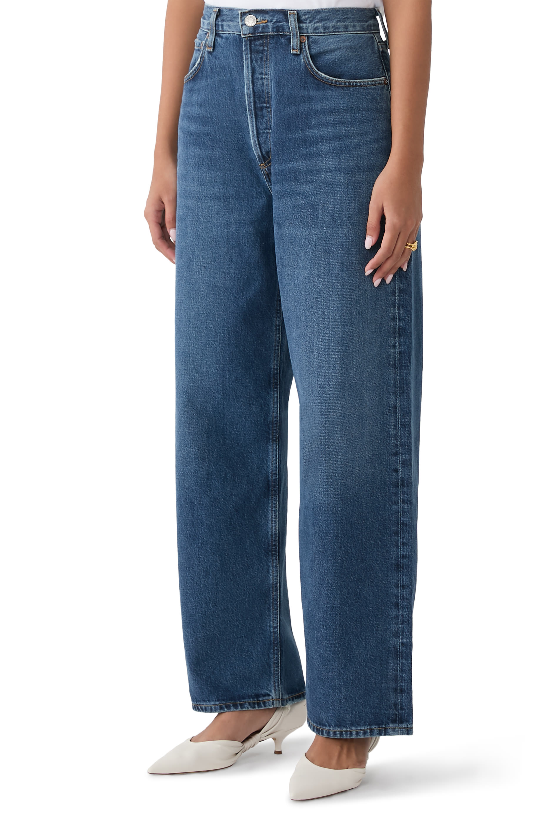 بنطال جينز سلانغ فضفاض بخصر منخفض