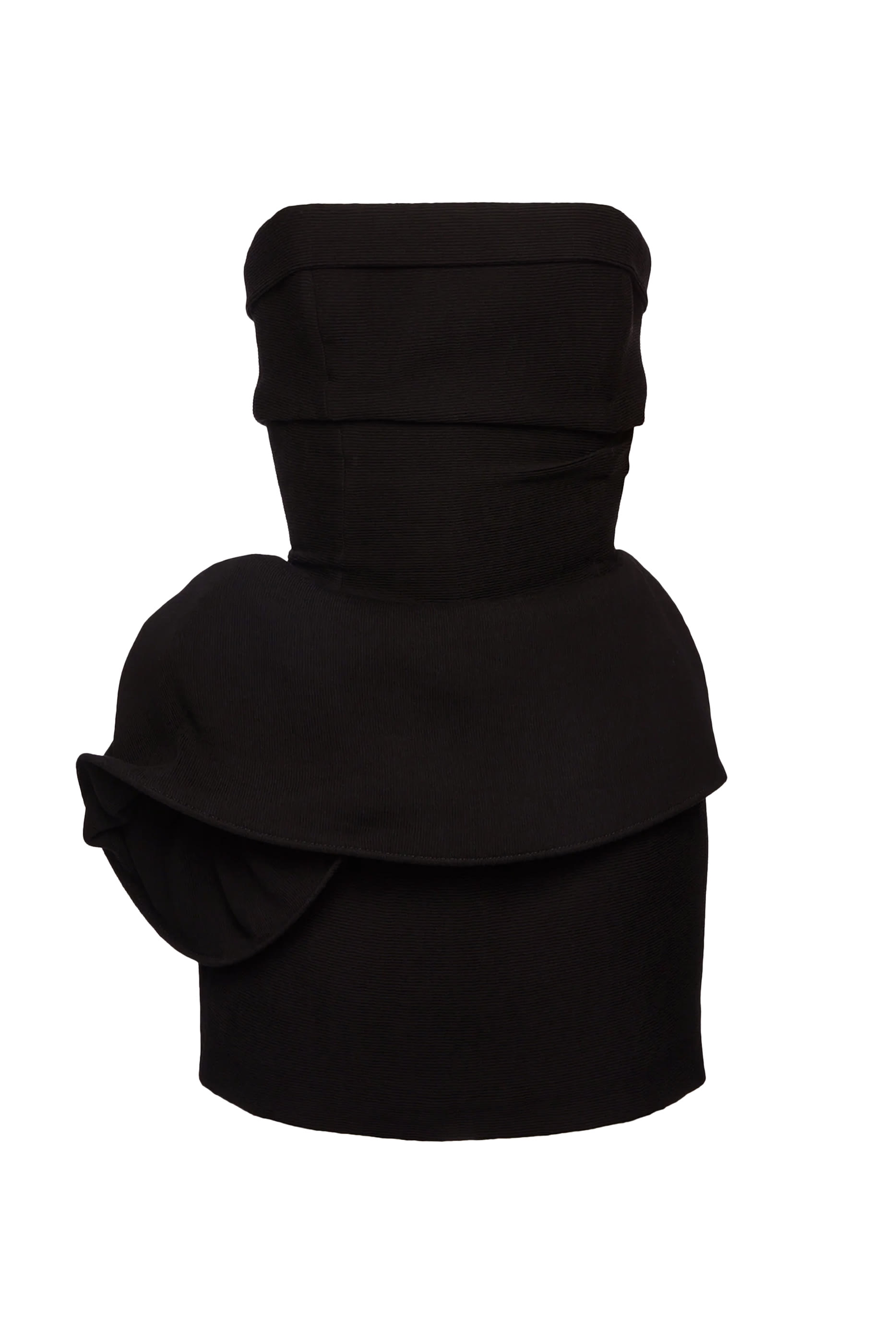 فستان قصير بقصة ضيقة بلا حمالات بحافة جرس