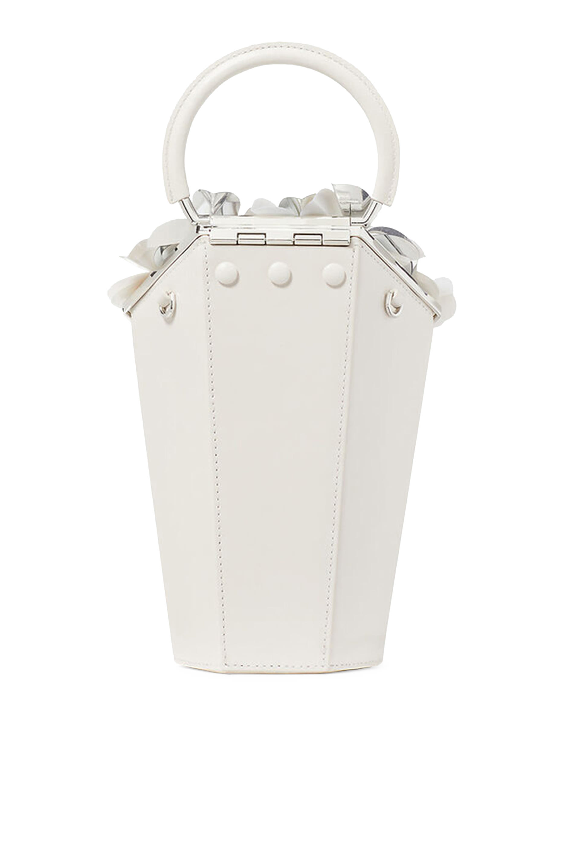 حقيبة ان بلوم بتصميم مزهرية بيد علوية وياقة زهور بارزة الملمس