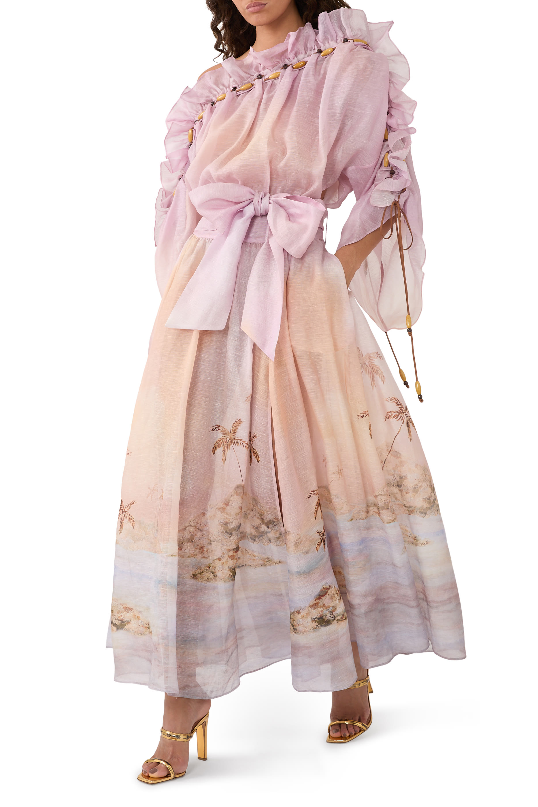 فستان دونينج طويل بكشكش