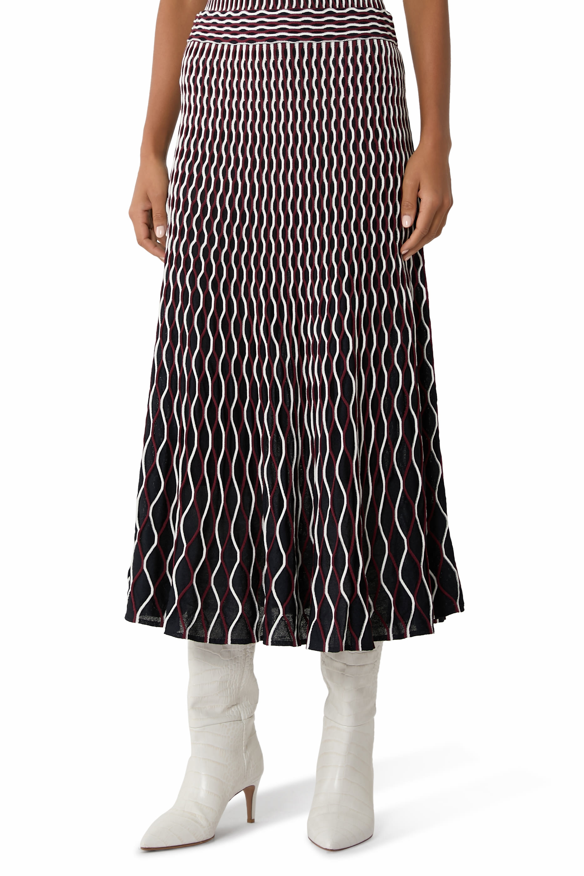 تنورة أليزيا منسوجة متوسطة الطول