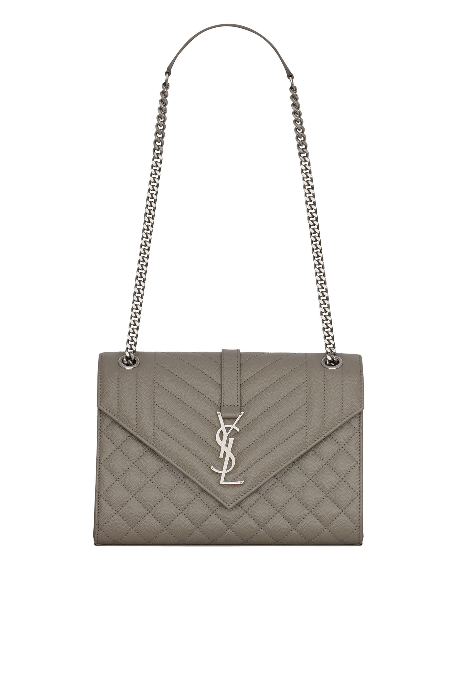 حقيبة متوسطة على شكل ظرف جلد حبيبي بتصميم مبطن