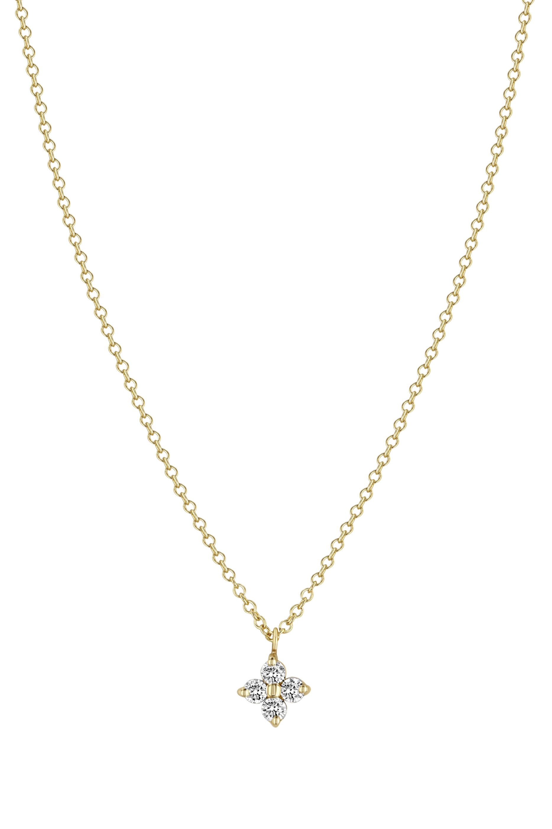 قلادة بدلاية رباعية مرصعة بماس، ذهب أصفر عيار 14