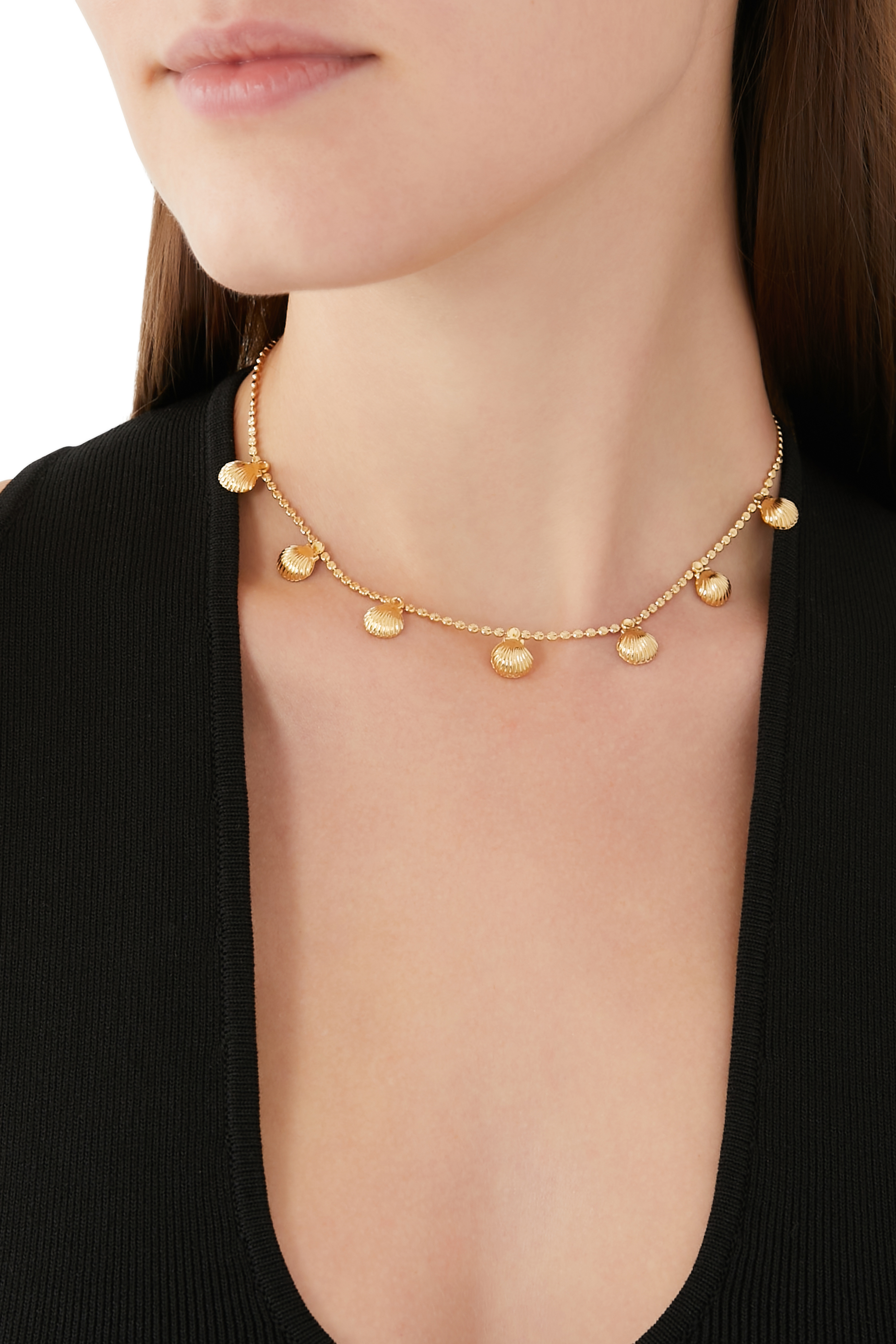 قلادة رقبة صغيرة بحلي بتصميم صدف