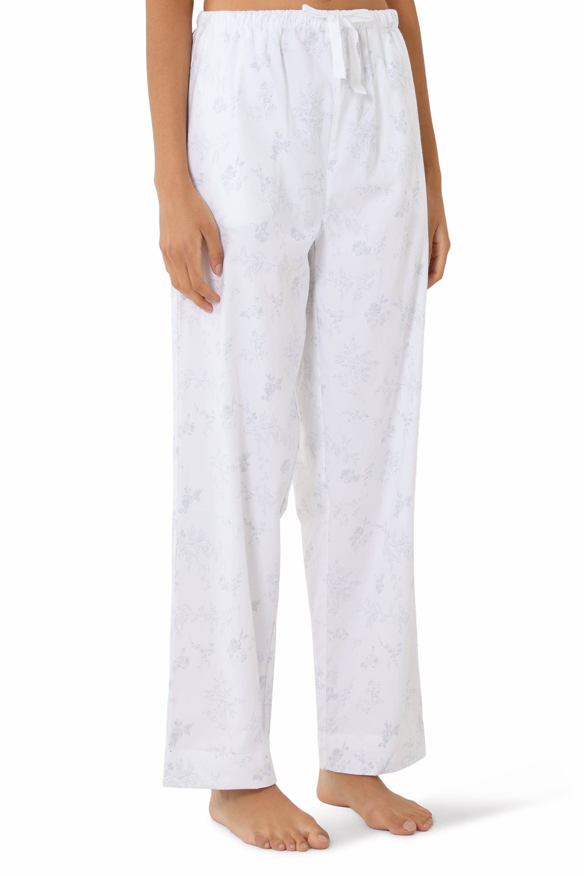 طقم بيجامة كلاسيك بنقشة زهور قطن