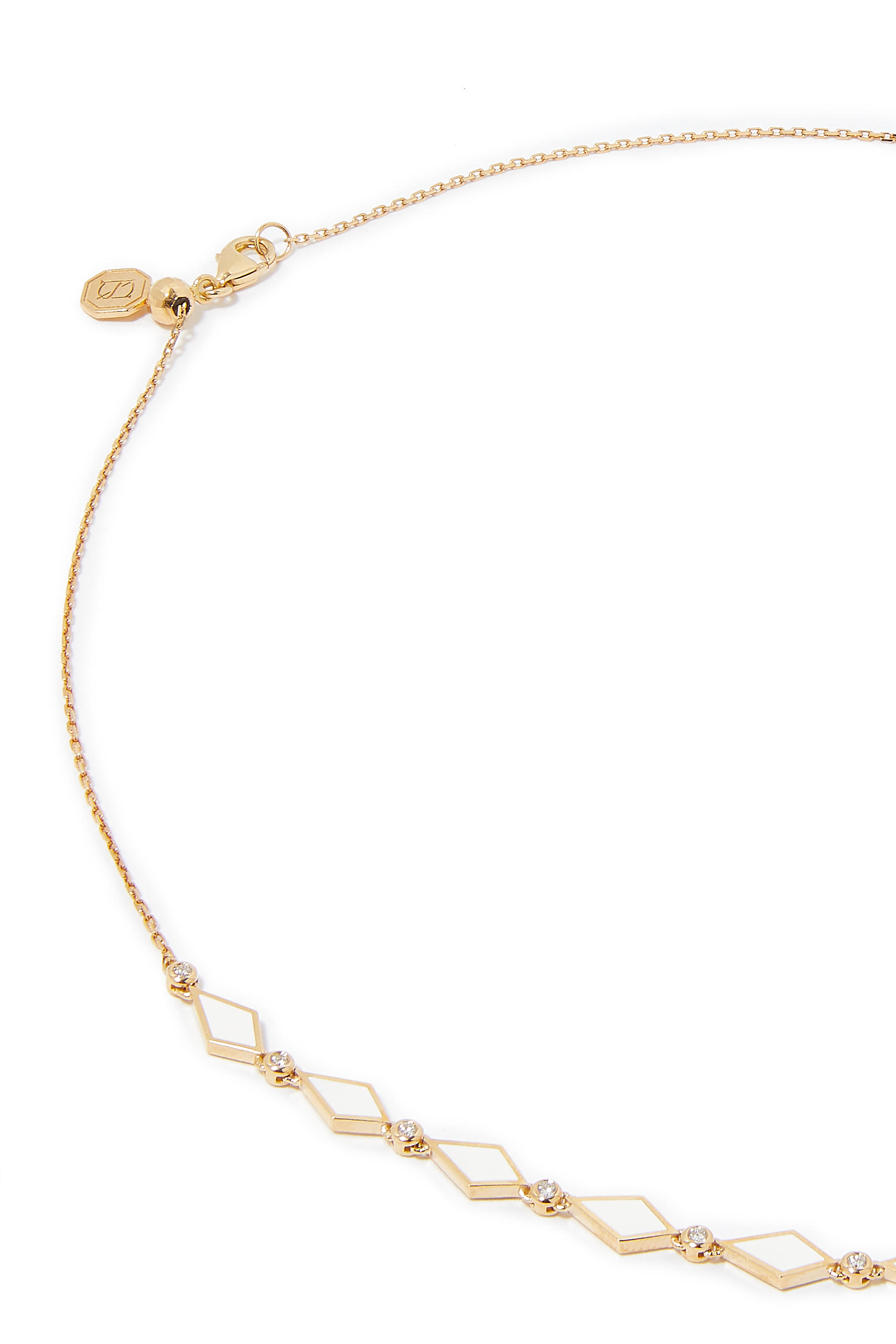 قلادة موزاييك موروكو مزينة بالمينا والماس ذهب عيار 18