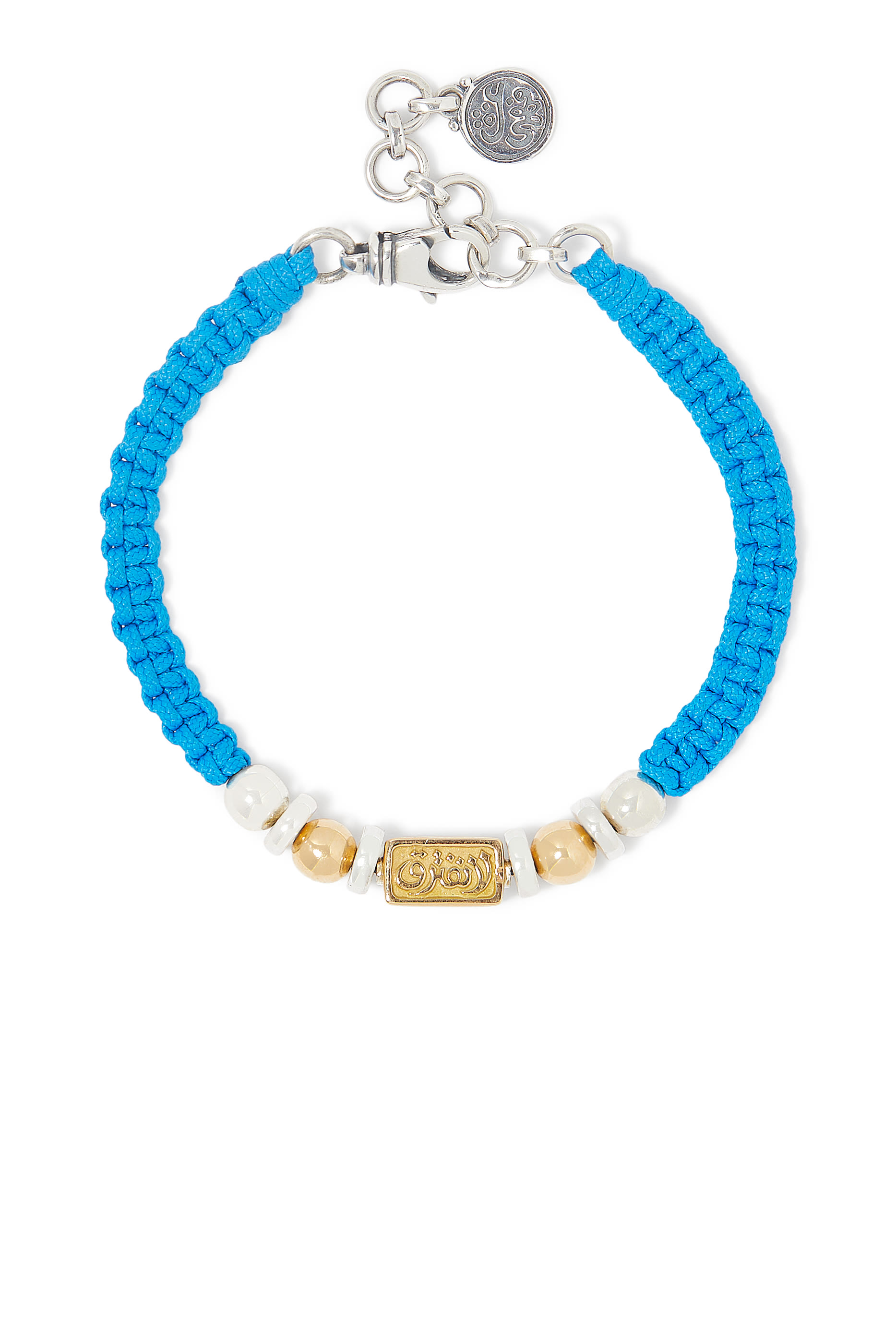 سوار نيفر أبارت بتصميم مضفر، ذهب أصفر عيار 18، فضة استرلينية وقماش. 