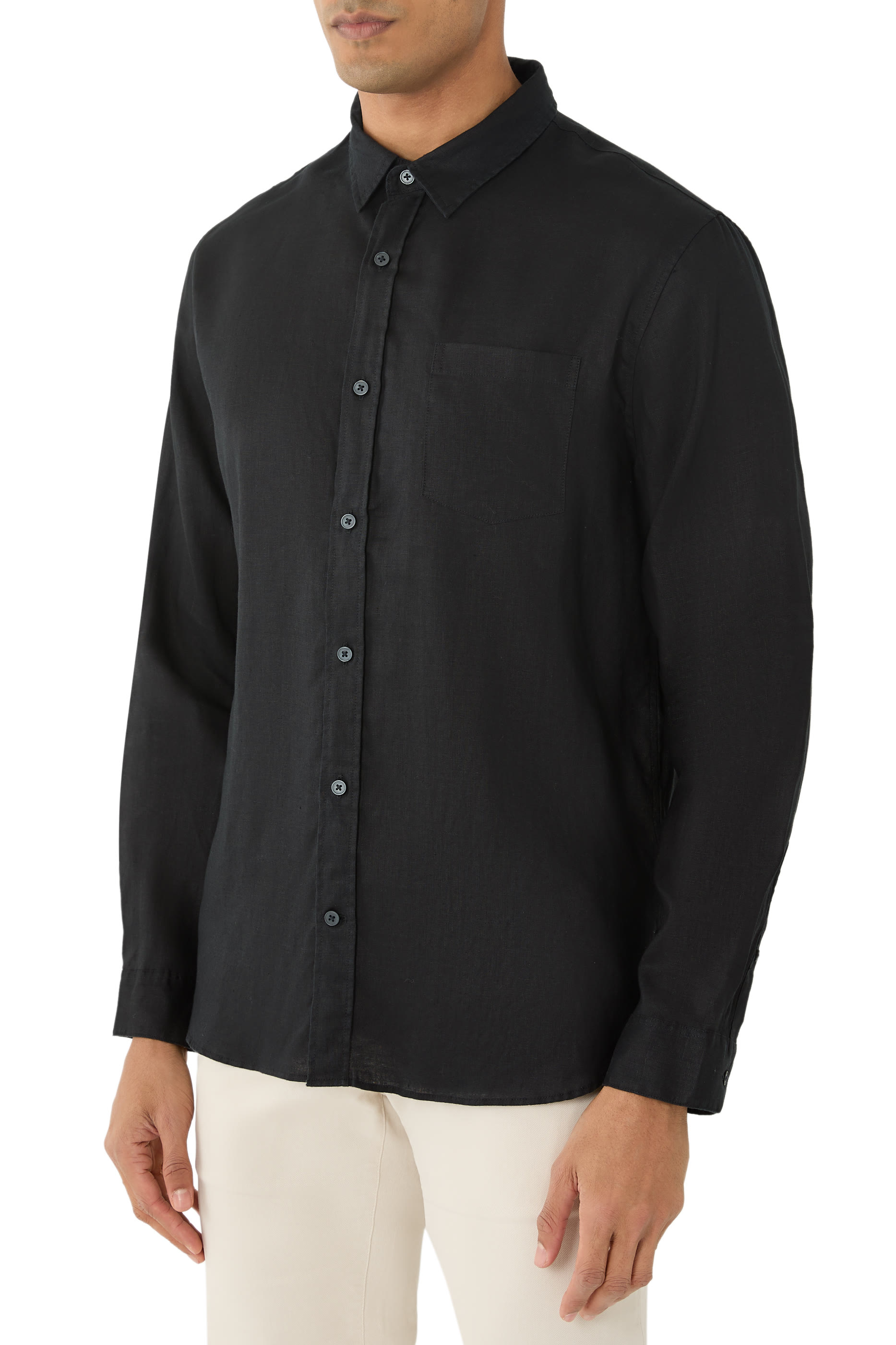 قميص بأكمام طويلة كتان