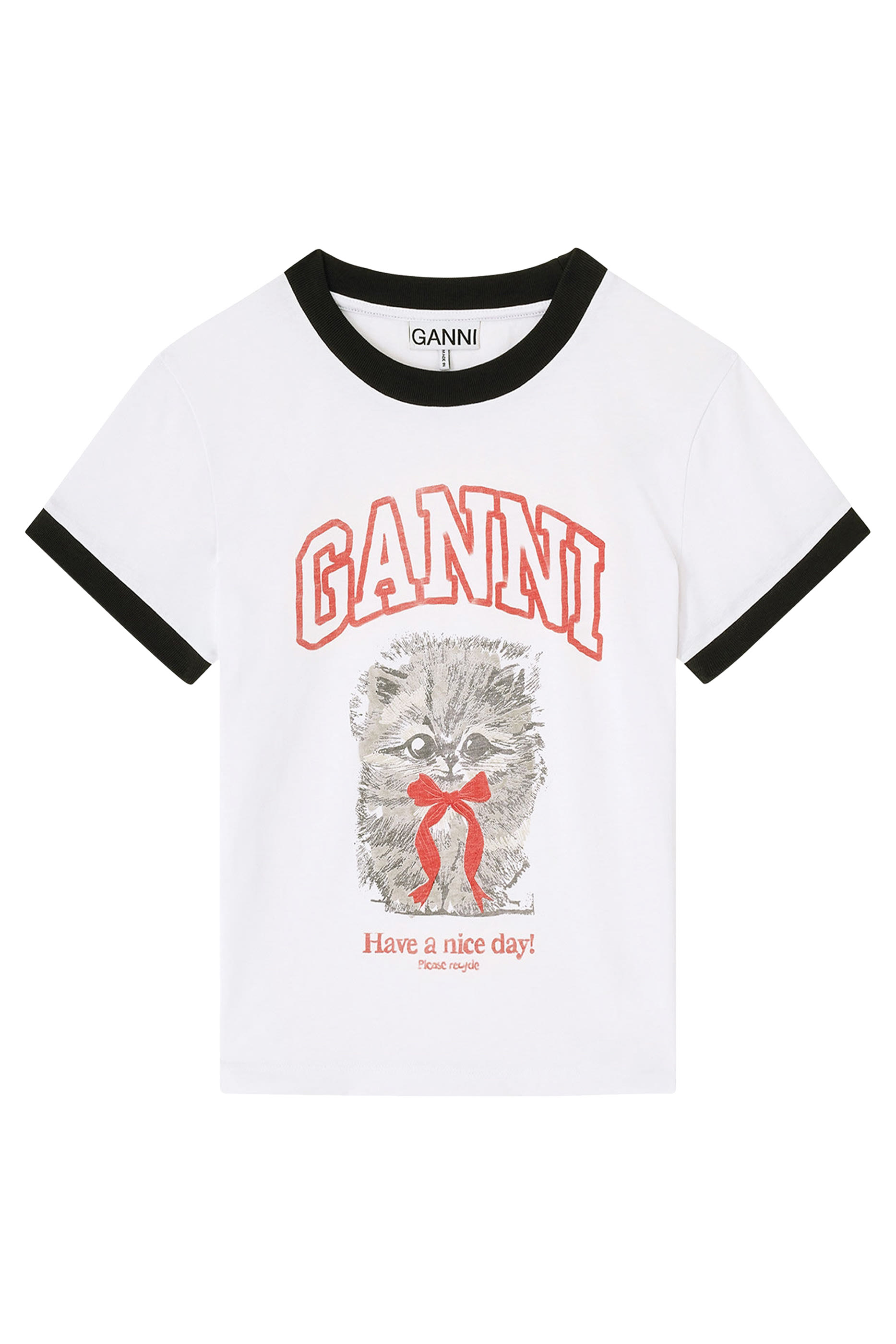 تيشيرت بقصة قصيرة بطبعة قطة