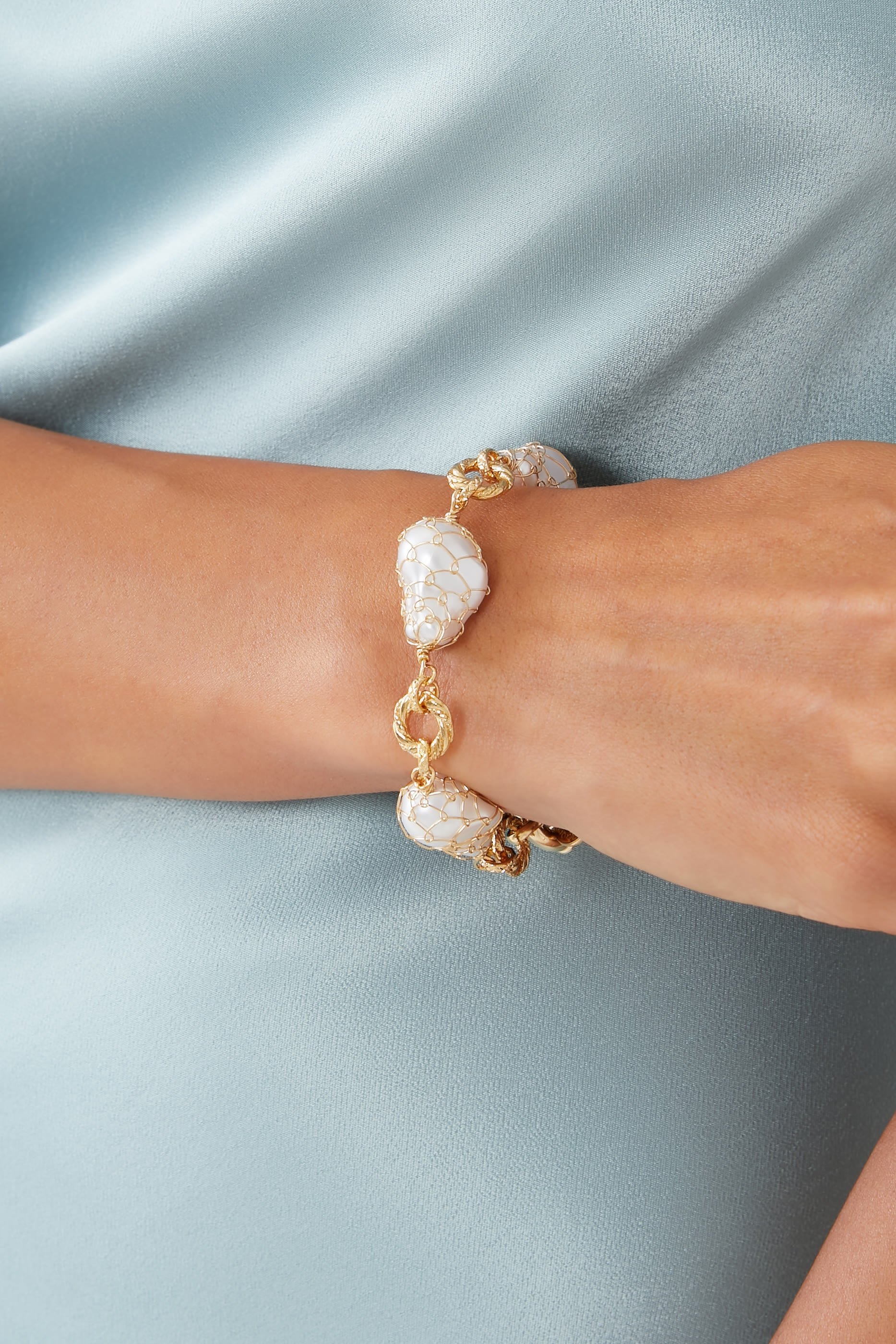 سوار راينبو بيوا بيس مزين بعرق اللؤلؤ معدن مطلي بالذهب