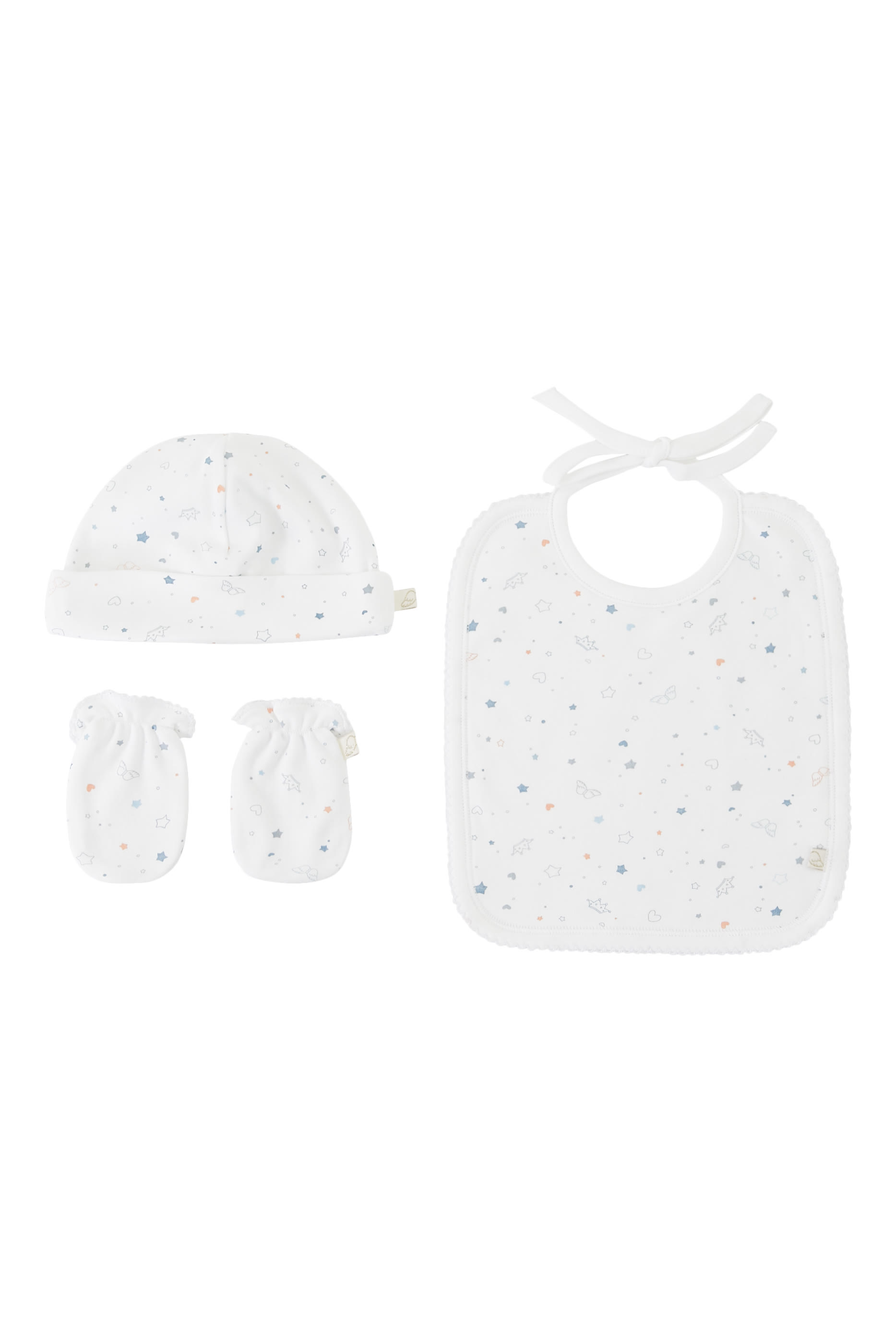 طقم قفازات ومريلة وقبعة بنقشة نجمة وتاج للأطفال